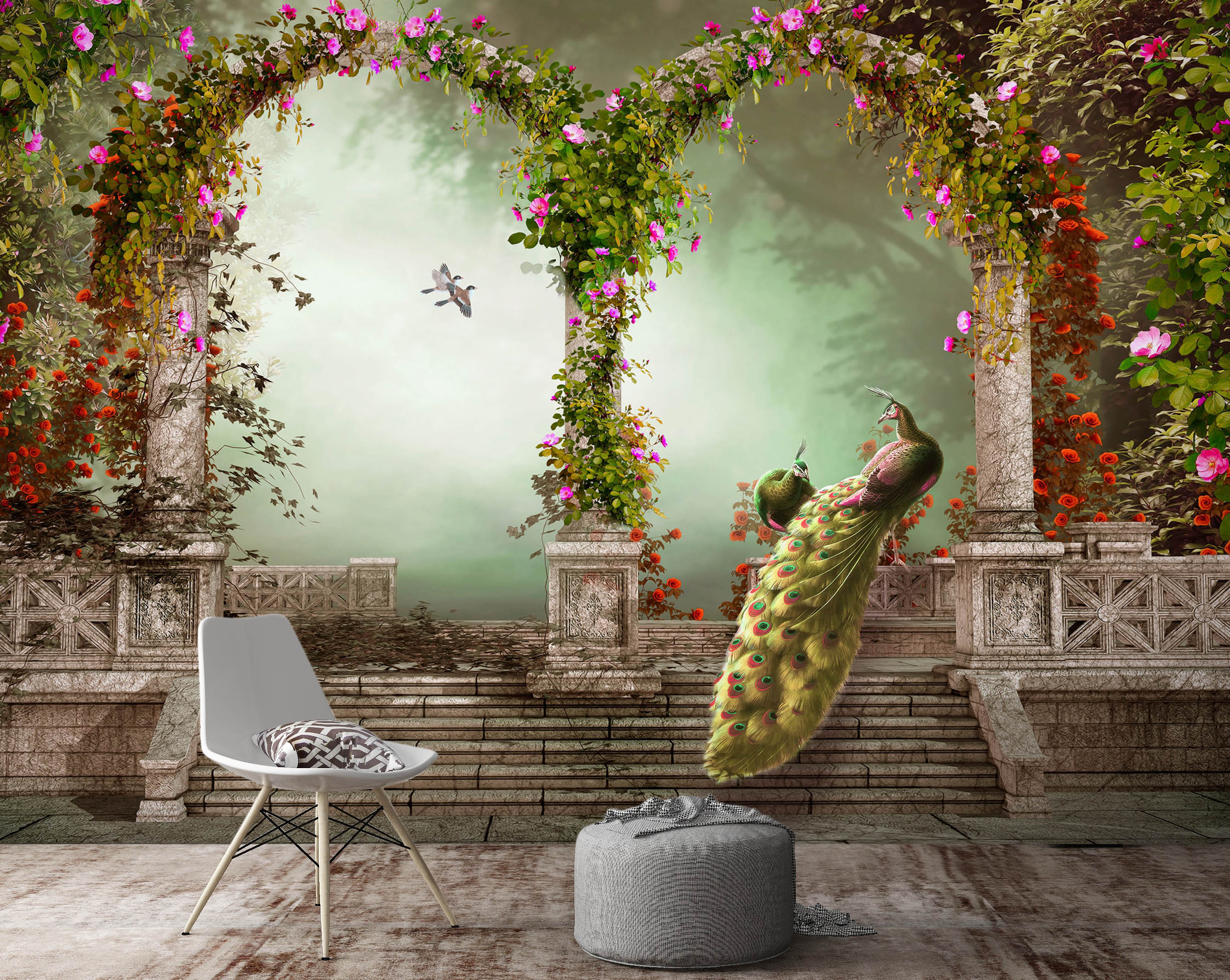 3D Arch Peacock 1109 Wall Murals