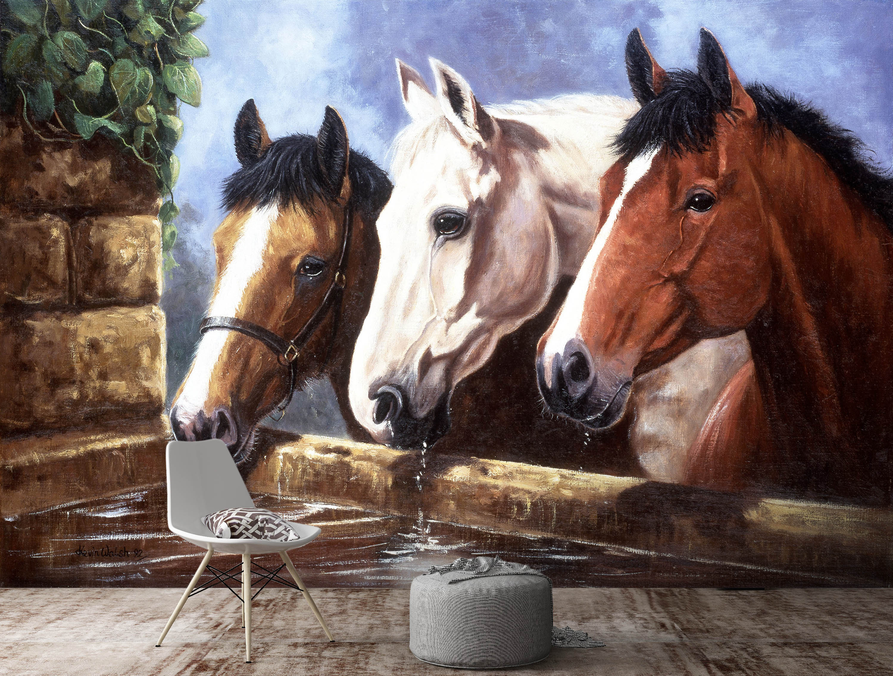 3D Three Horses 106 Kevin Walsh Wall Mural Wall Murals