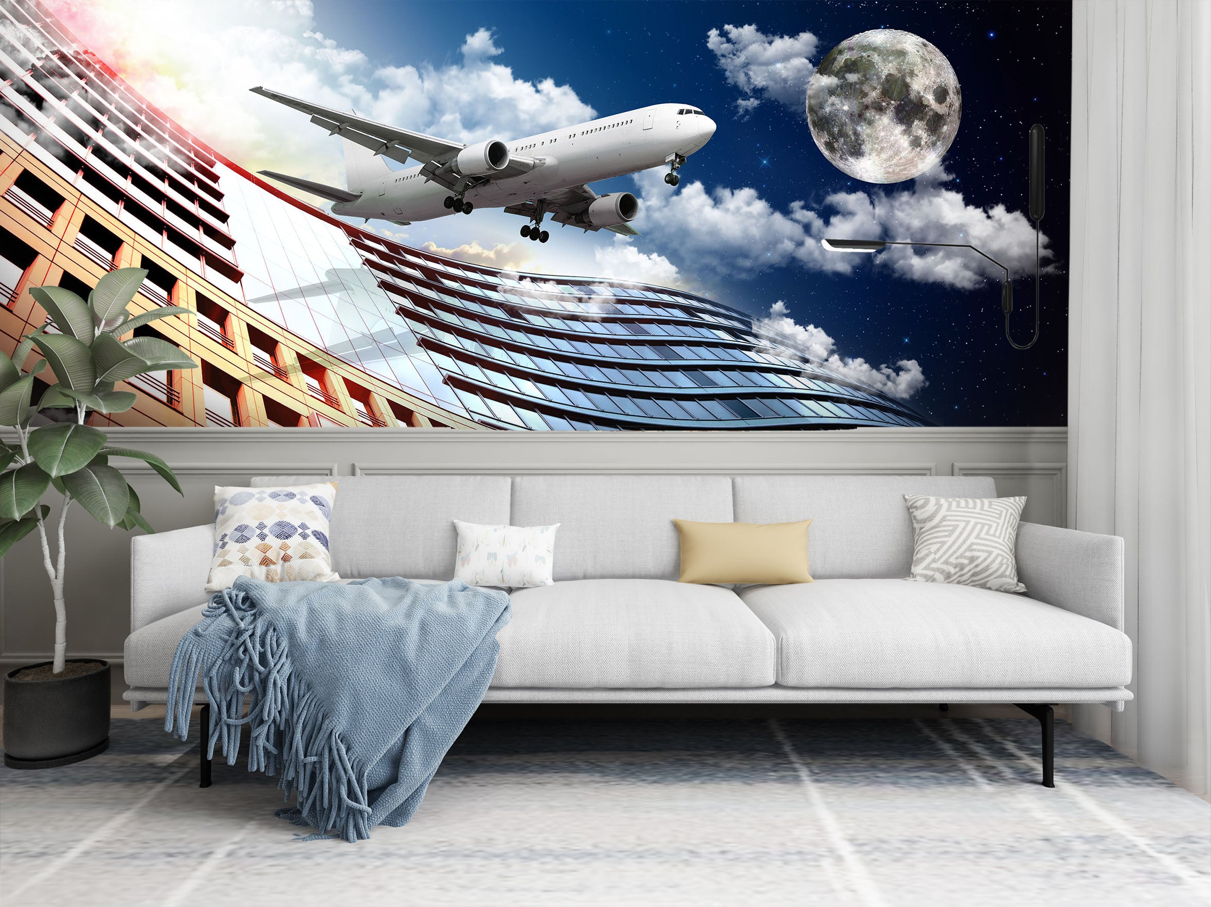 3D Moon Aircraft 269 Vehicle Wall Murals