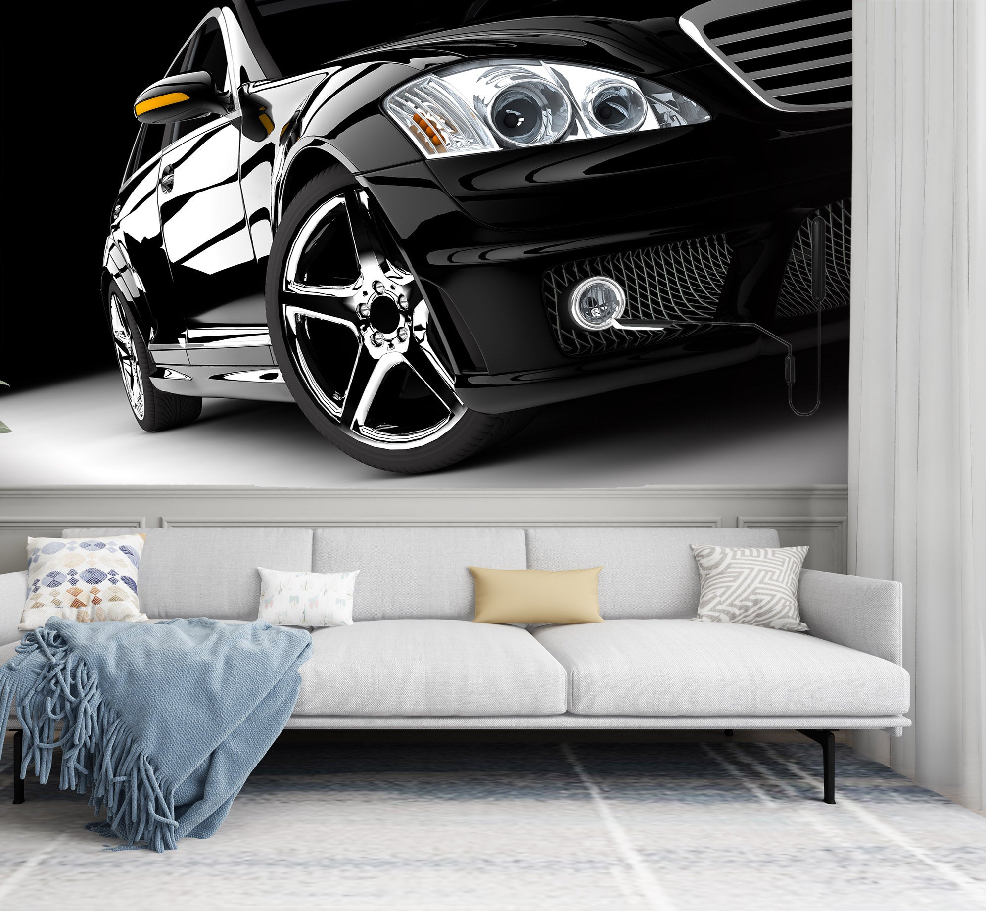 3D Black Car Headlight 320 Vehicle Wall Murals