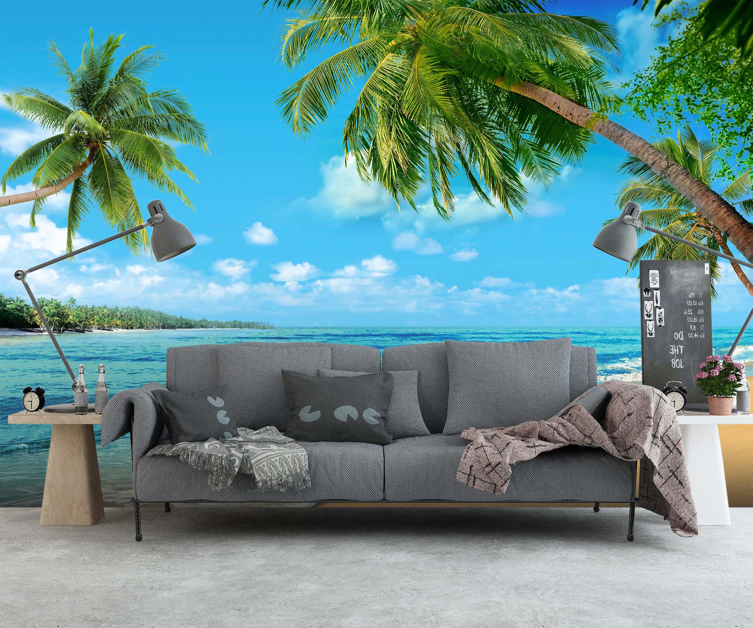 3D Wave Beach 27 Wall Murals Wallpaper AJ Wallpaper 2