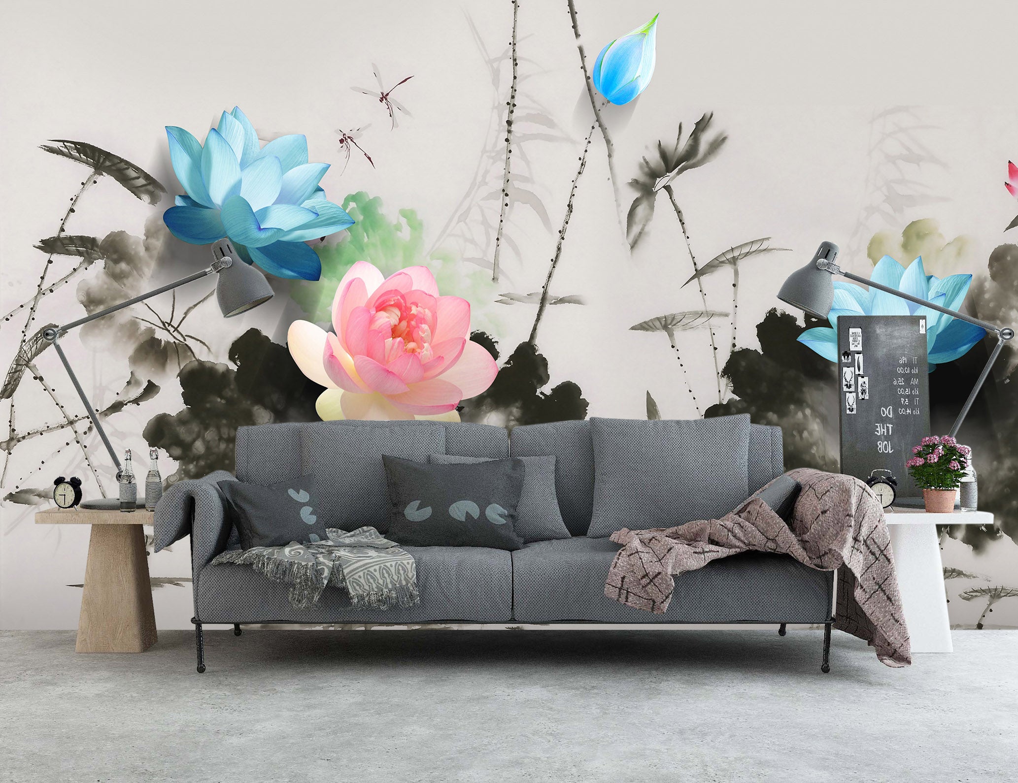 3D Color Lotus 1475 Wall Murals