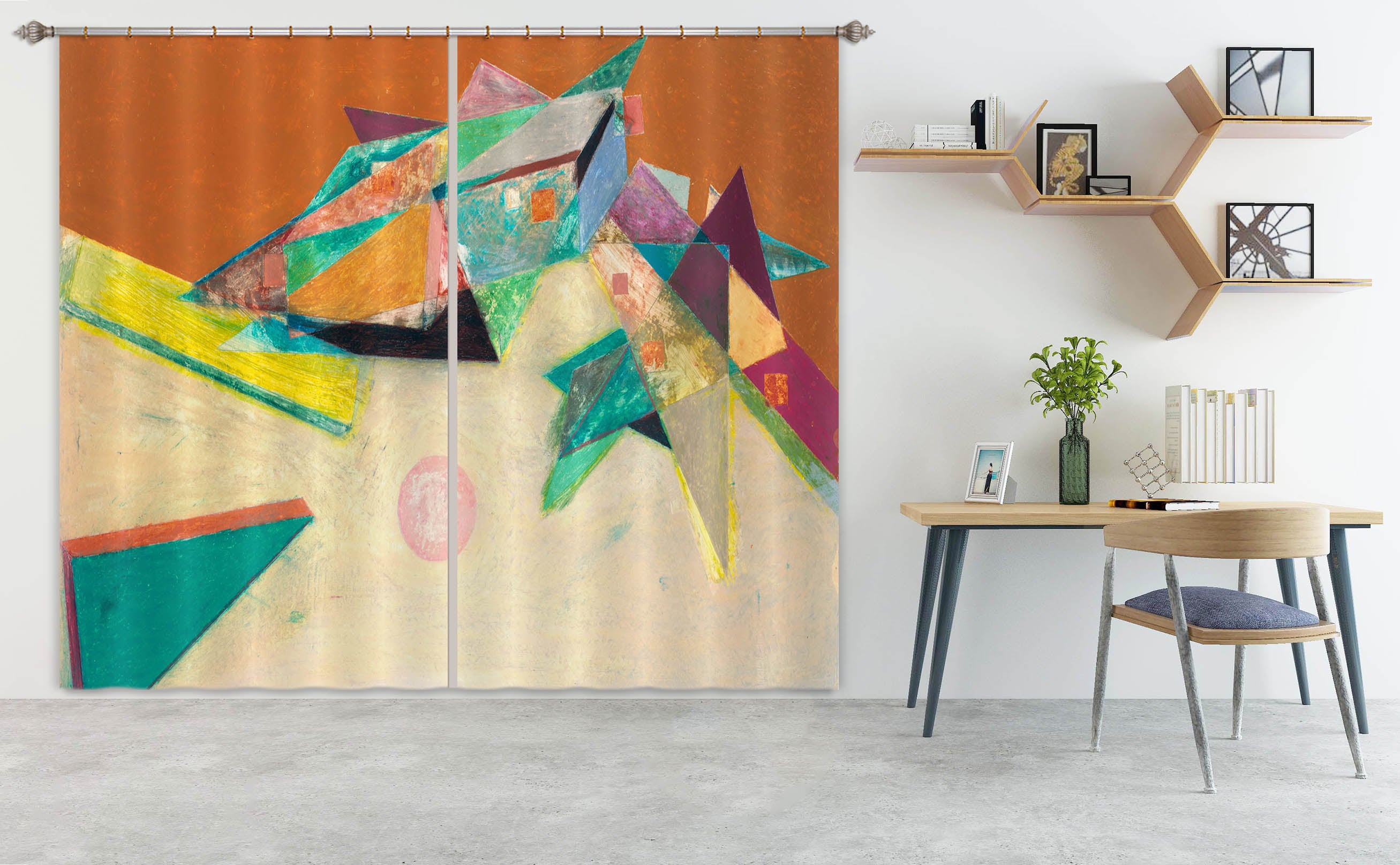 3D Color Origami 106 Allan P. Friedlander Curtain Curtains Drapes