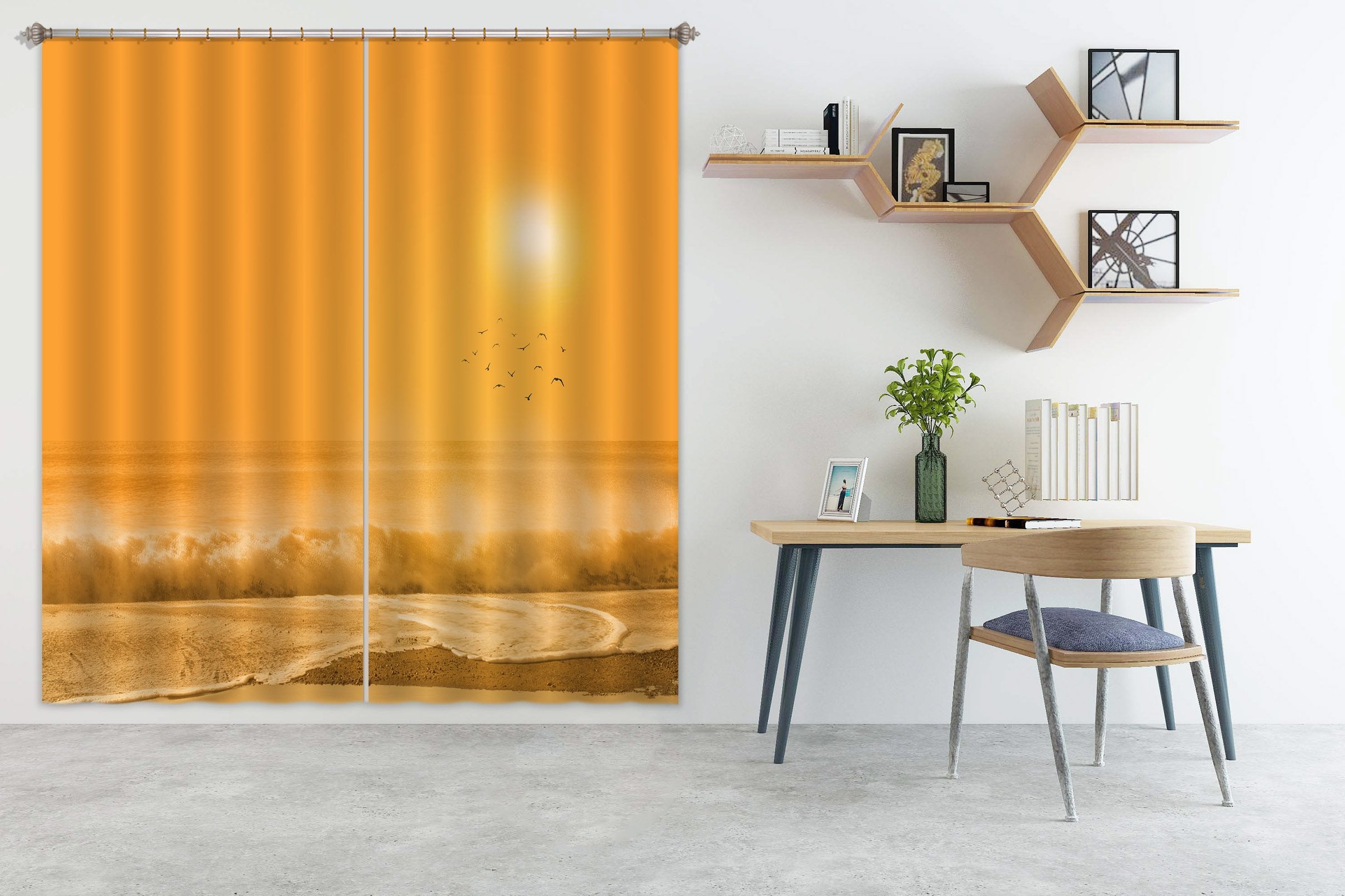 3D Beach Sunset 163 Marco Carmassi Curtain Curtains Drapes Wallpaper AJ Wallpaper