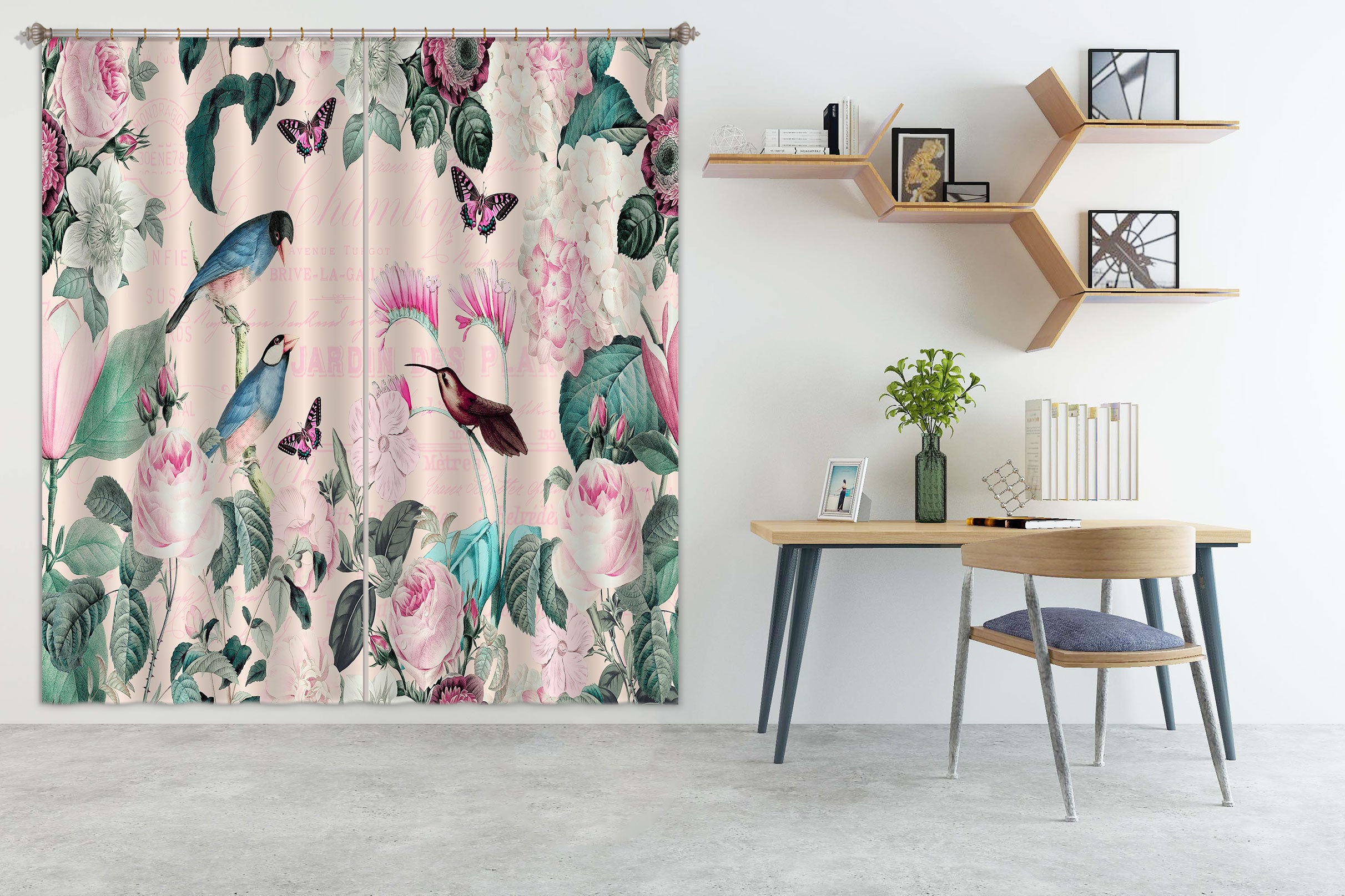 3D Magpie Butterfly 019 Andrea haase Curtain Curtains Drapes