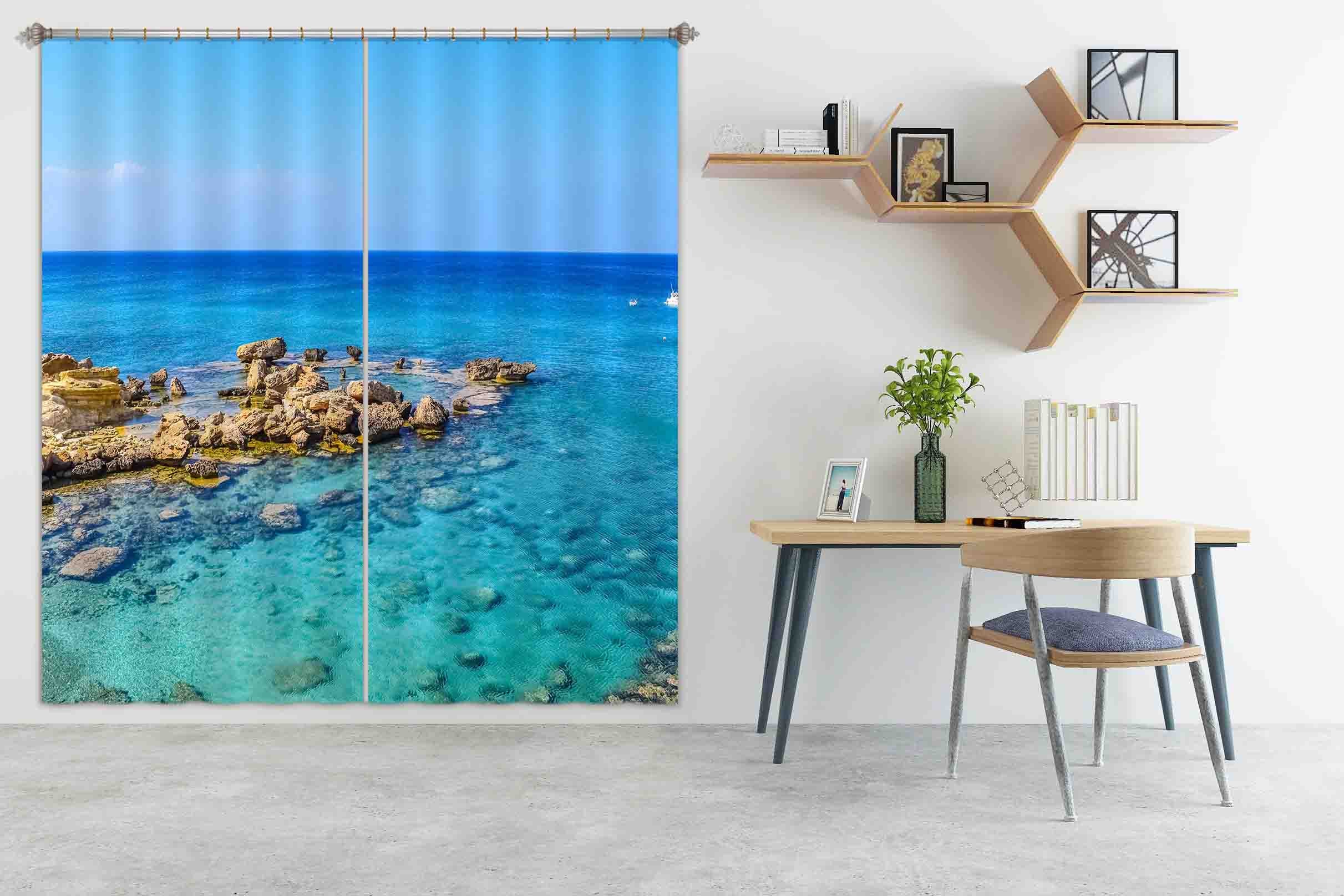 3D Blue Sea 836 Curtains Drapes