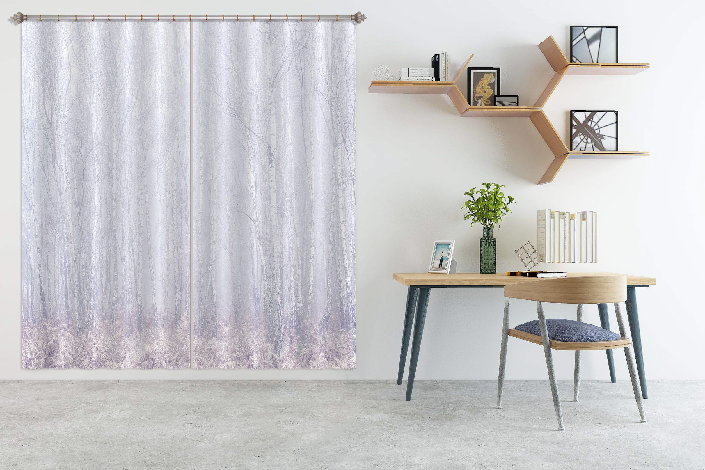 3D Foggy Forest 6581 Assaf Frank Curtain Curtains Drapes