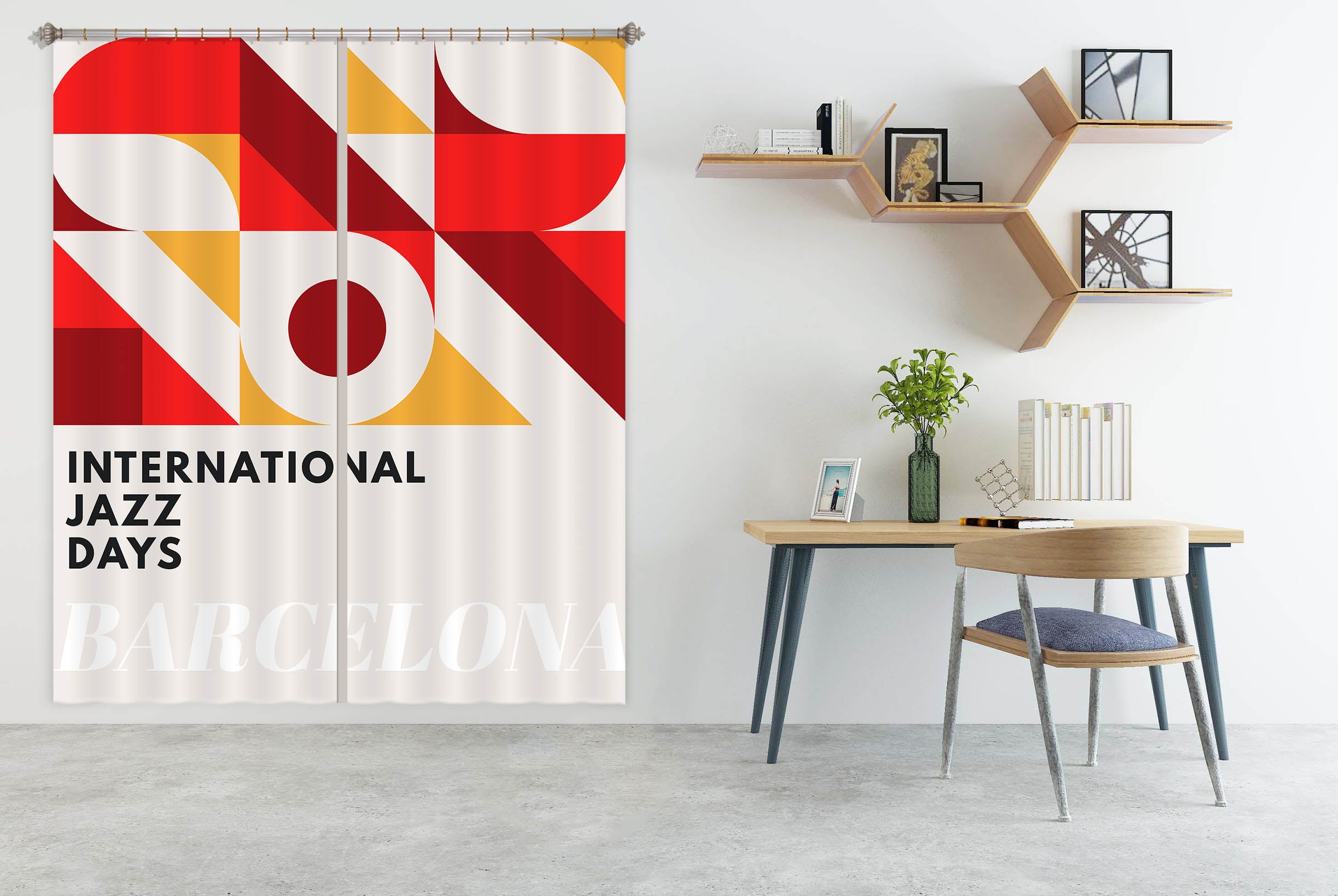 3D Red Geometry 1059 Boris Draschoff Curtain Curtains Drapes