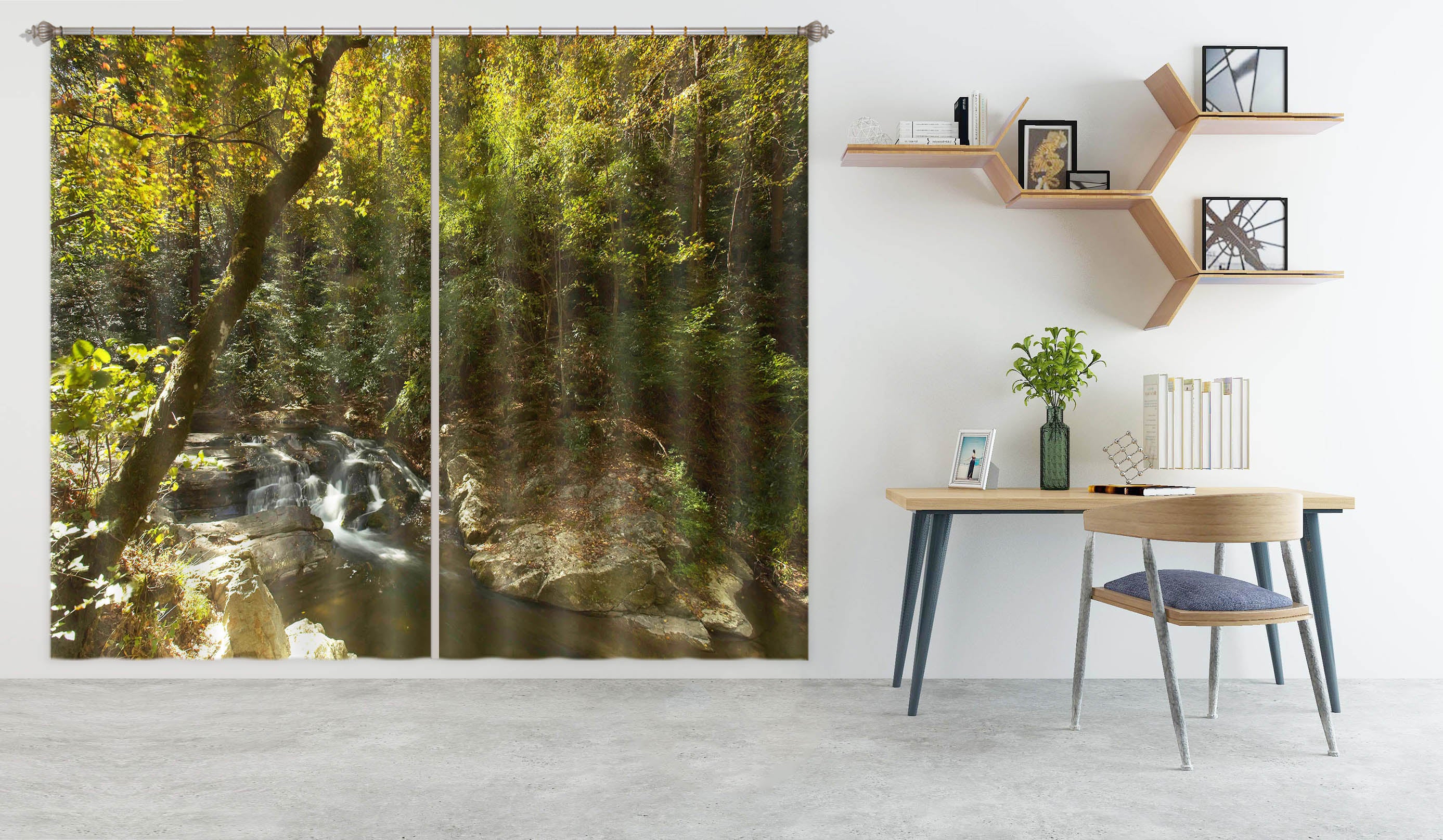 3D Forest Stream 11171 Kathy Barefield Curtain Curtains Drapes