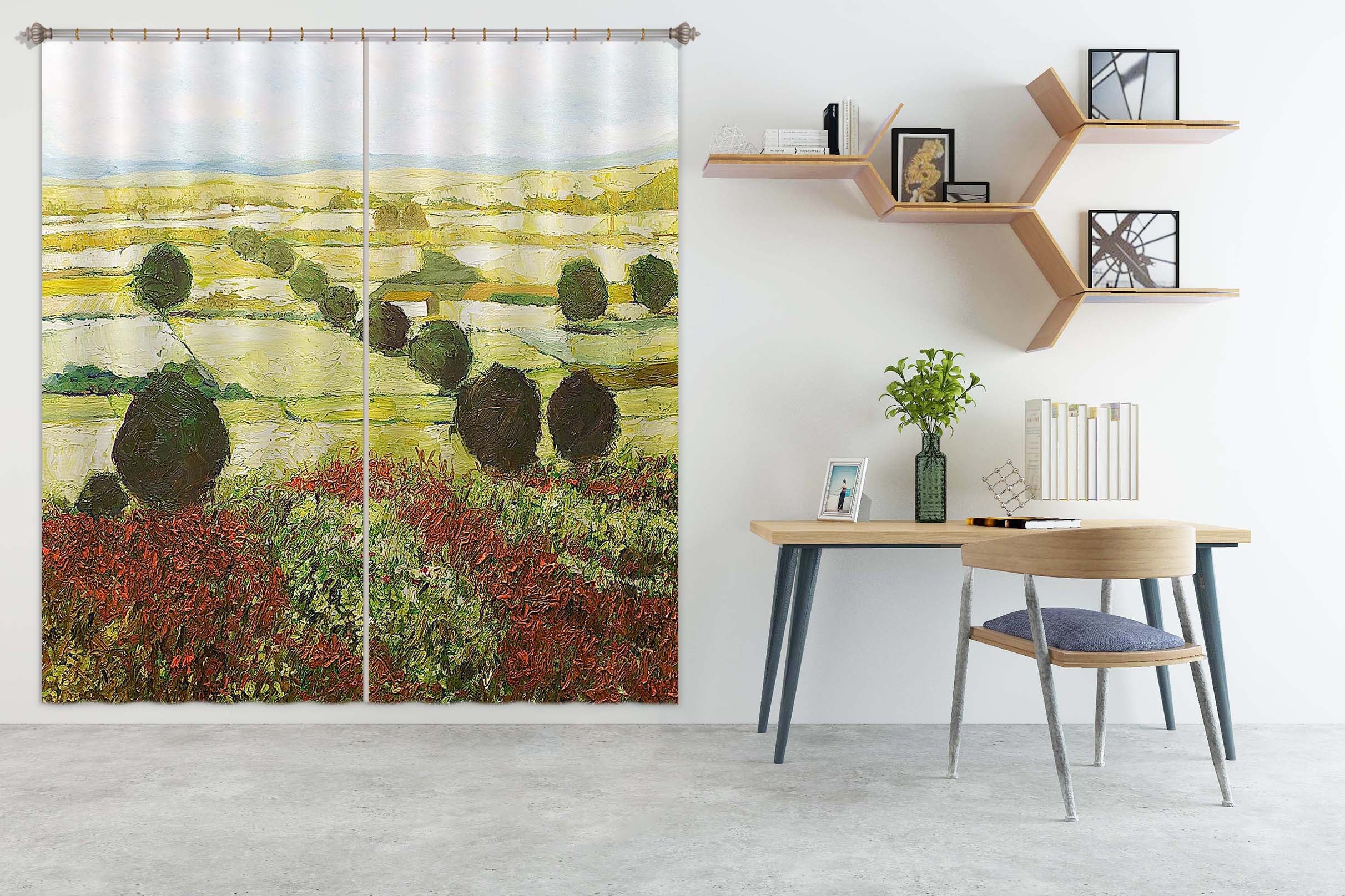 3D Wildflower Valley 110 Allan P. Friedlander Curtain Curtains Drapes