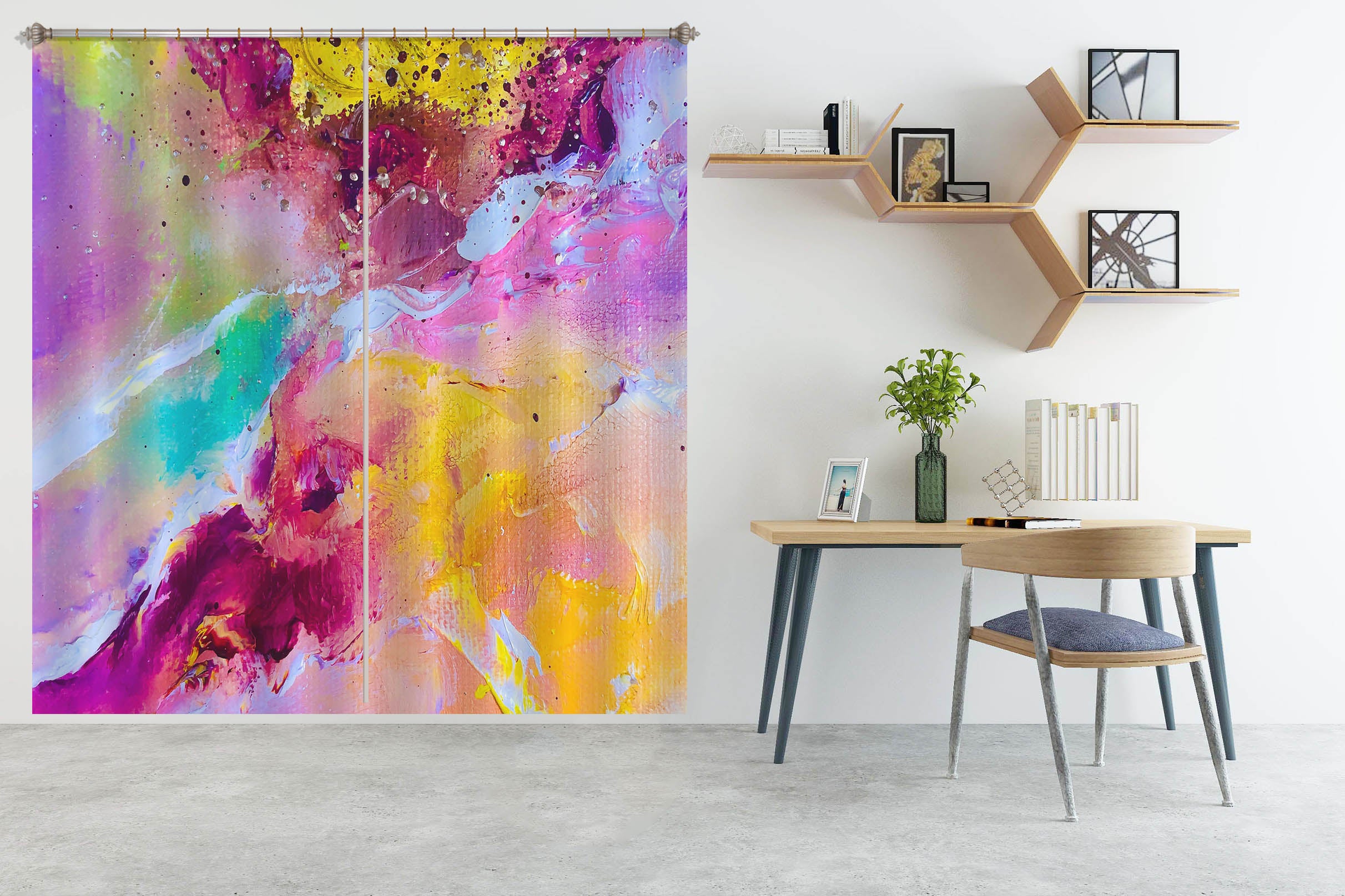 3D Colorful Watercolor 2428 Skromova Marina Curtain Curtains Drapes