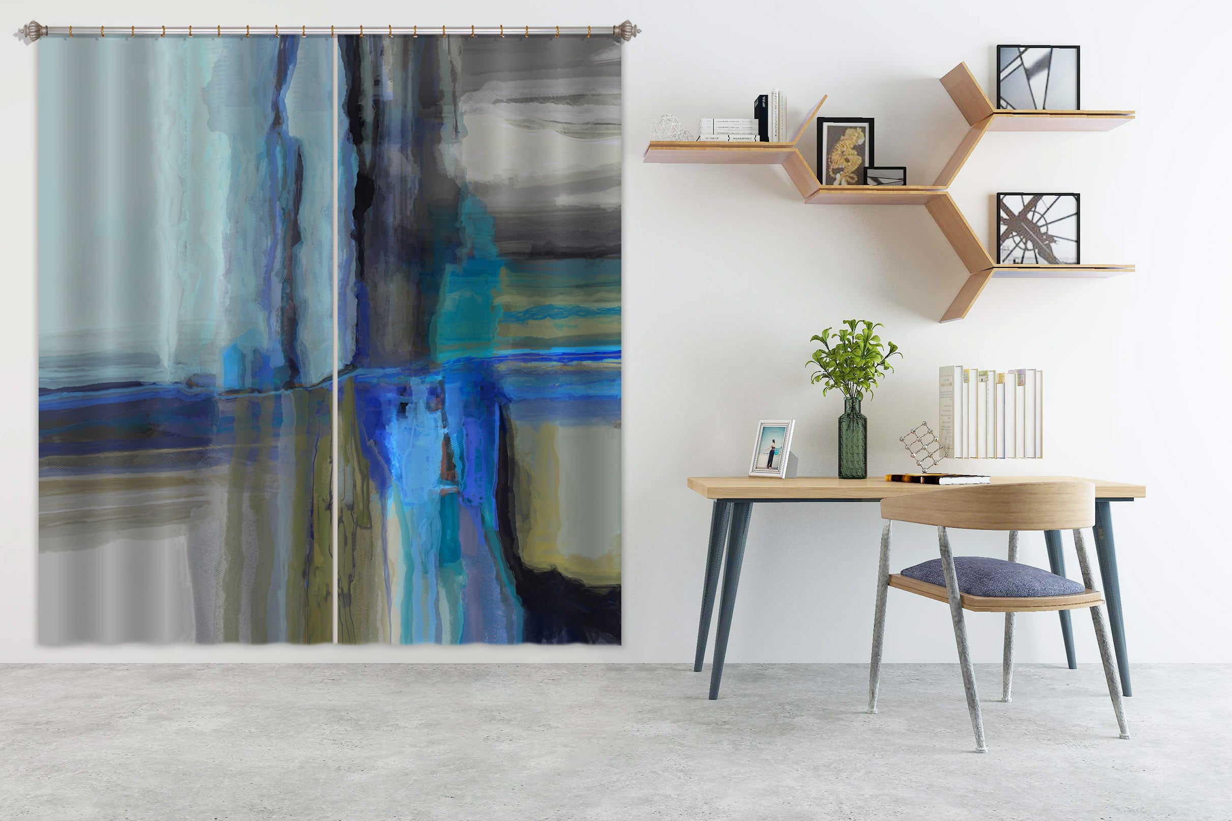 3D Blue Graffiti 048 Michael Tienhaara Curtain Curtains Drapes