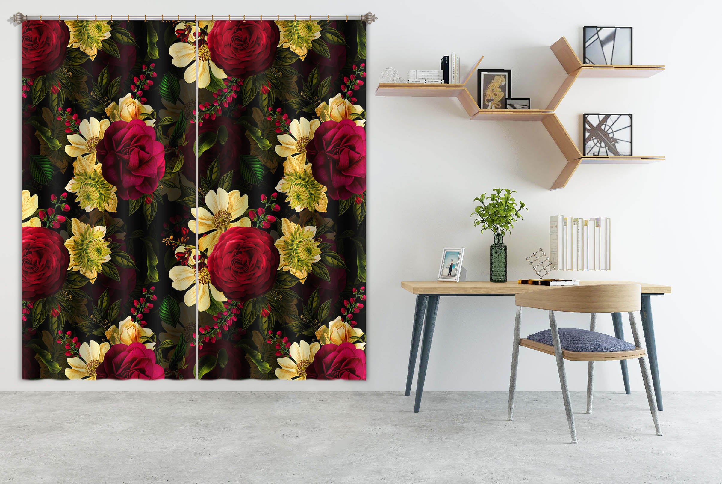 3D Beautiful Flowers 104 Uta Naumann Curtain Curtains Drapes