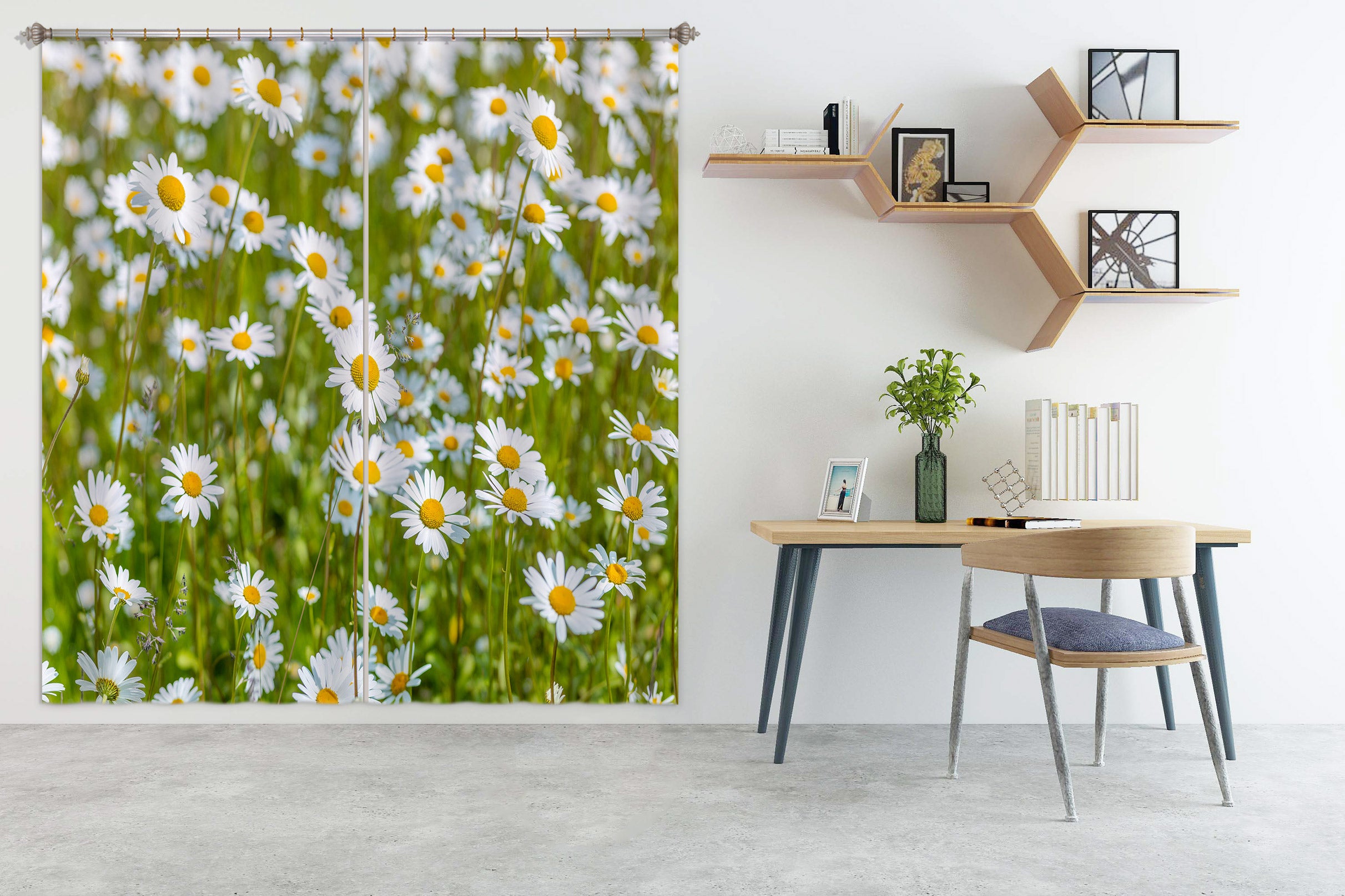 3D White Daisy 6562 Assaf Frank Curtain Curtains Drapes