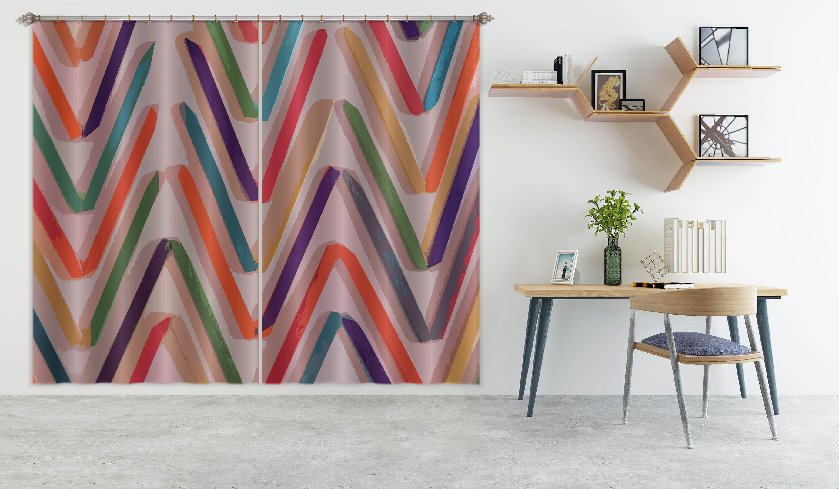 3D Colored Wavy Lines 71063 Shandra Smith Curtain Curtains Drapes