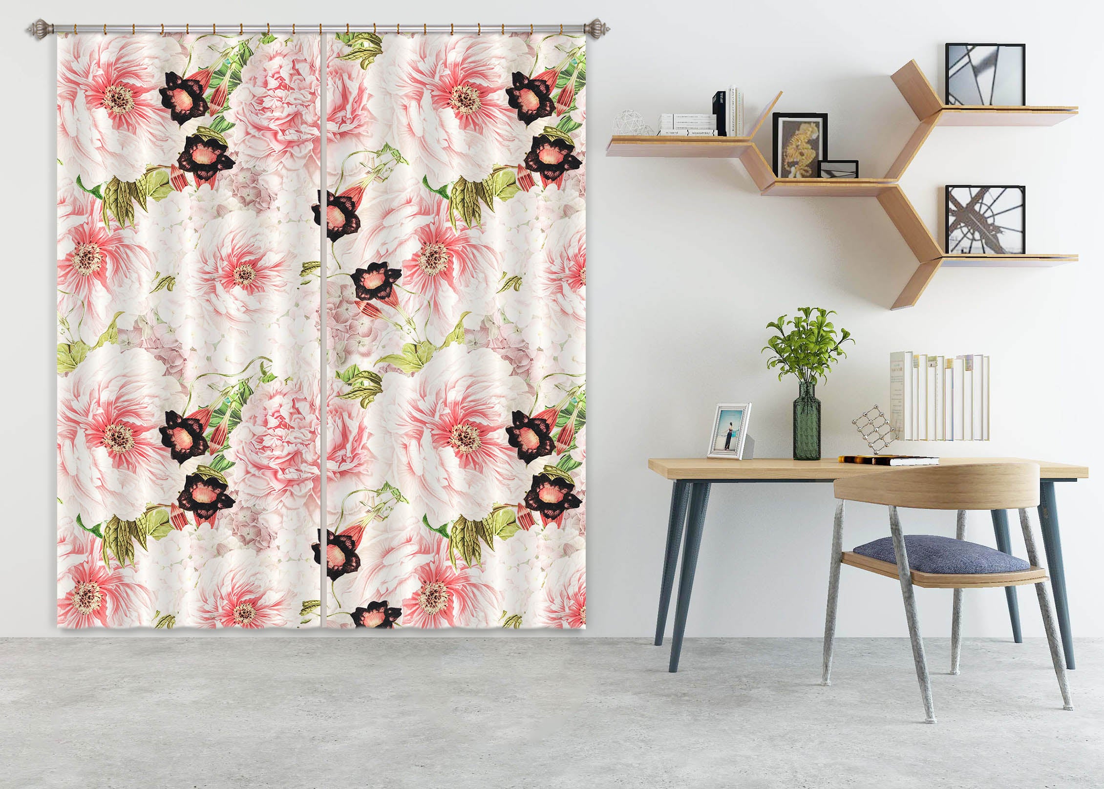 3D Rose Bloom 134 Uta Naumann Curtain Curtains Drapes