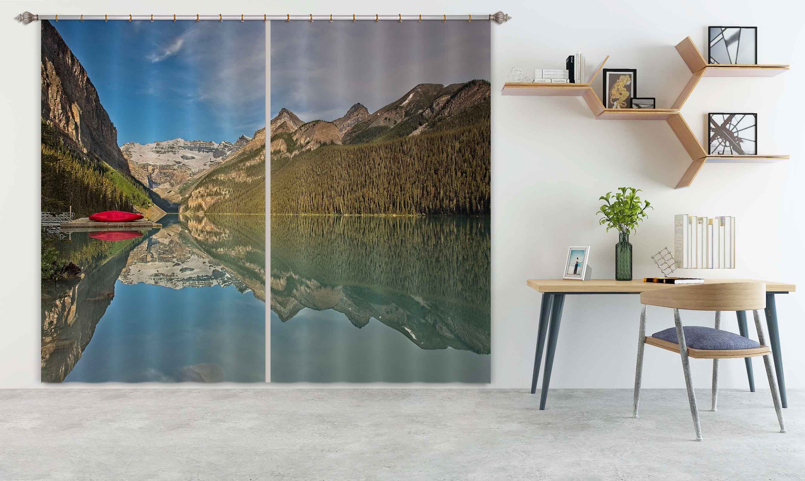 3D Boat In The Lake 056 Kathy Barefield Curtain Curtains Drapes