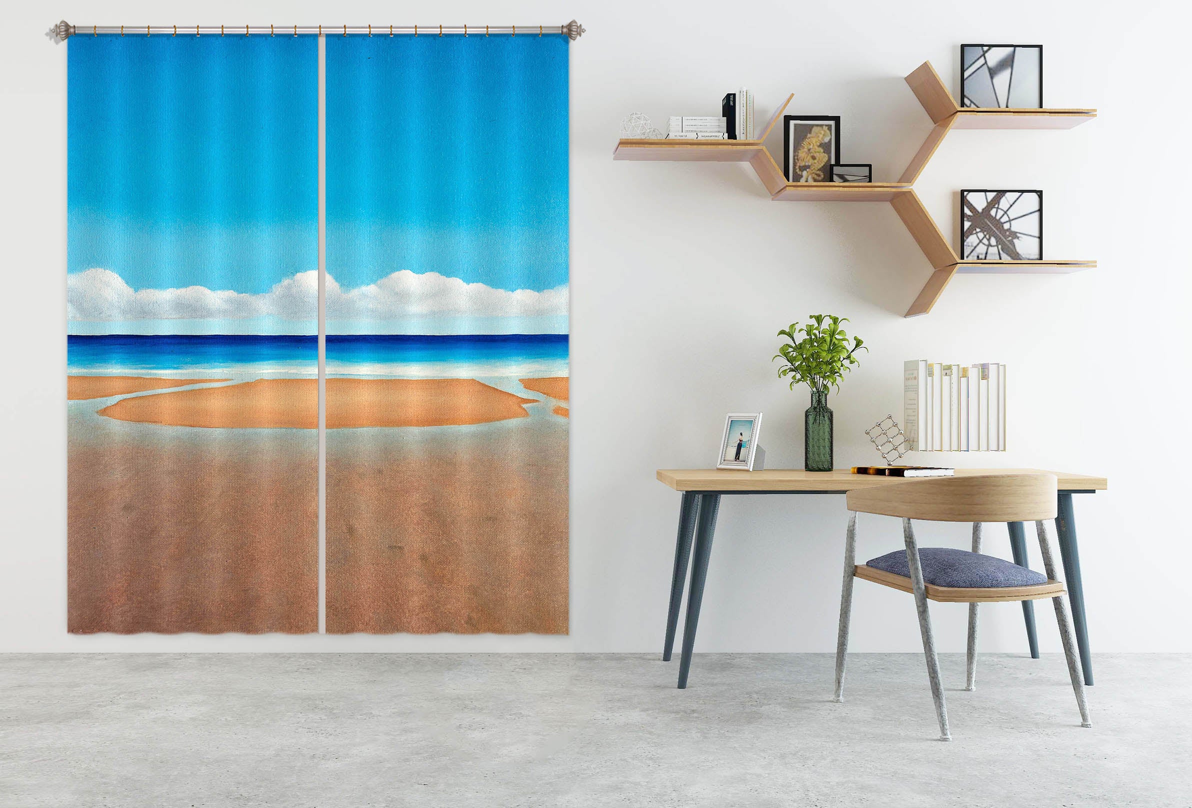 3D Seaside Beach 11026 Matthew Holden Bates Curtain Curtains Drapes