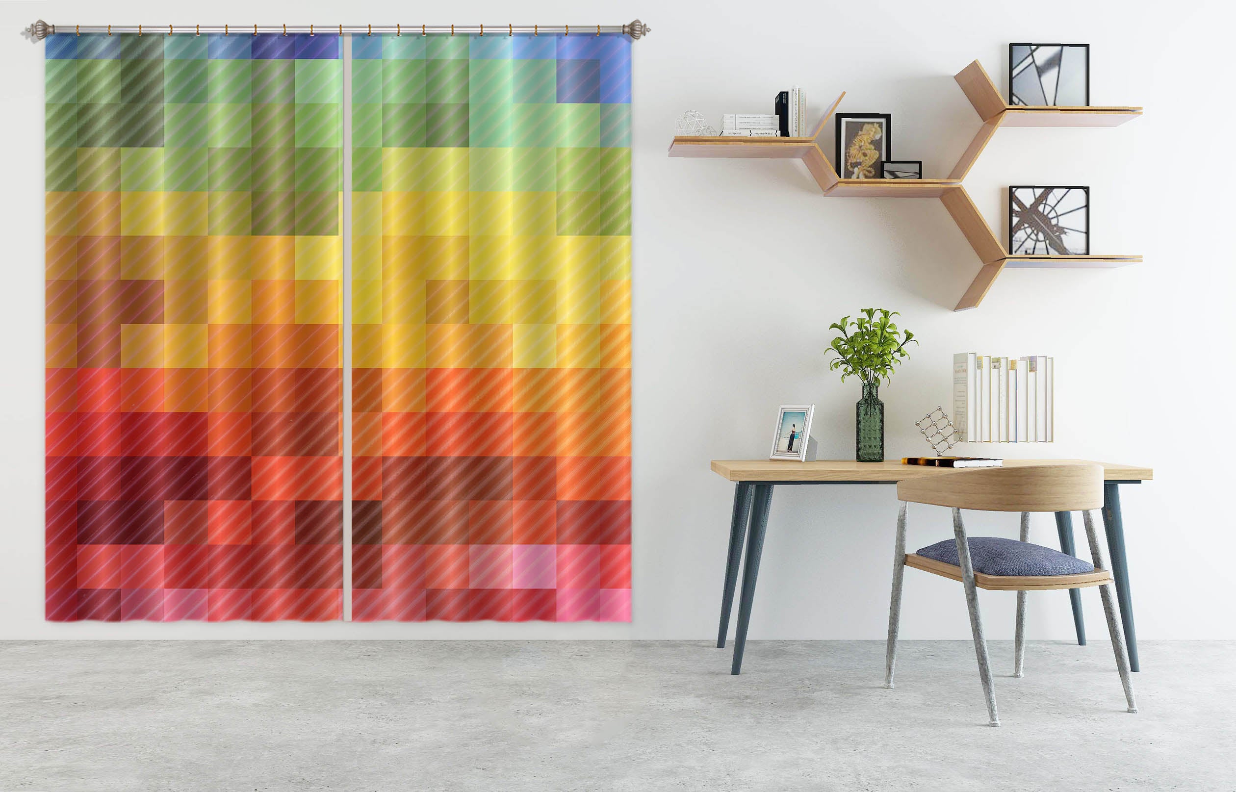 3D Color Mosaic 19175 Shandra Smith Curtain Curtains Drapes