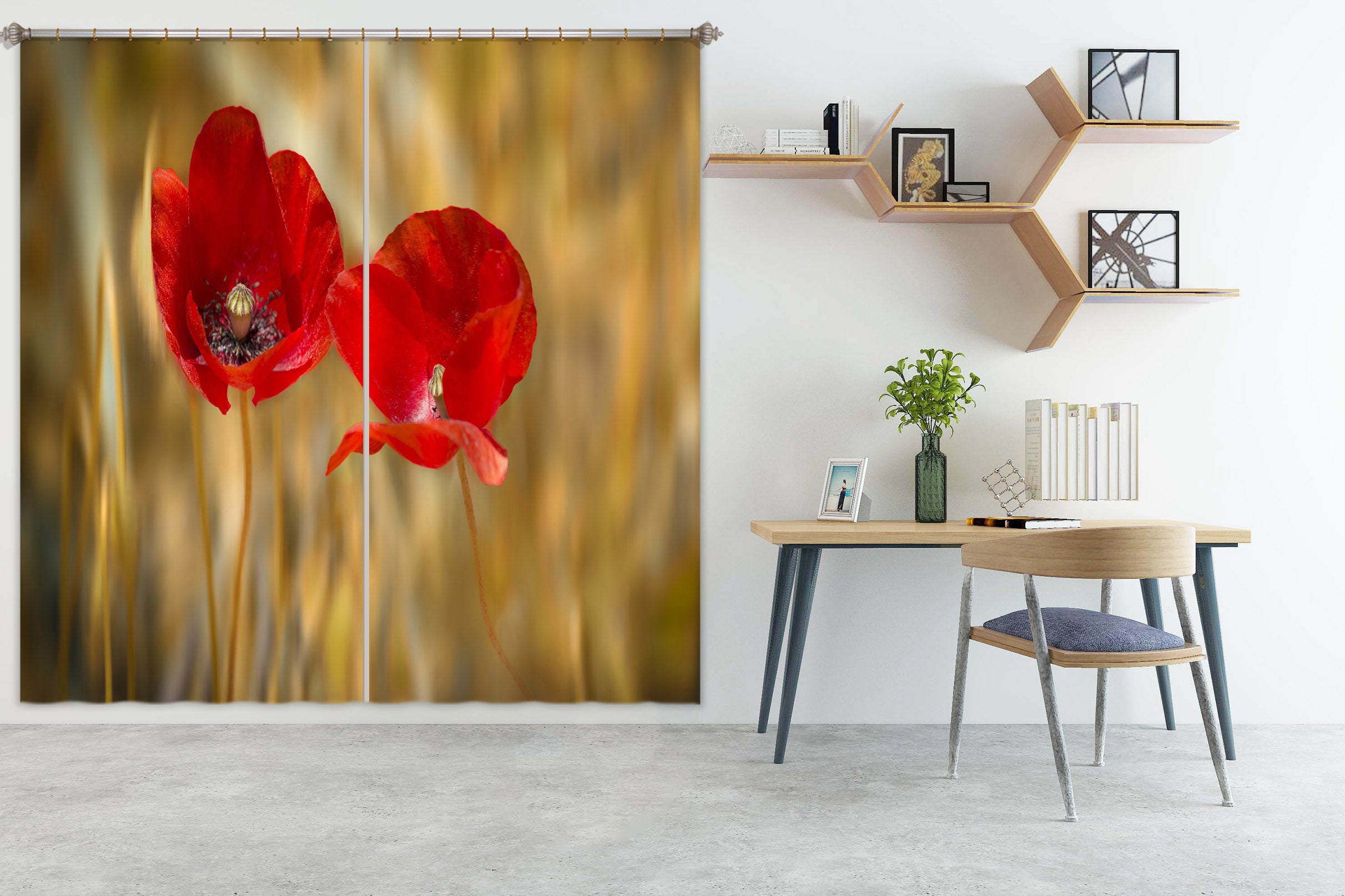 3D Red Flowers 180 Marco Carmassi Curtain Curtains Drapes