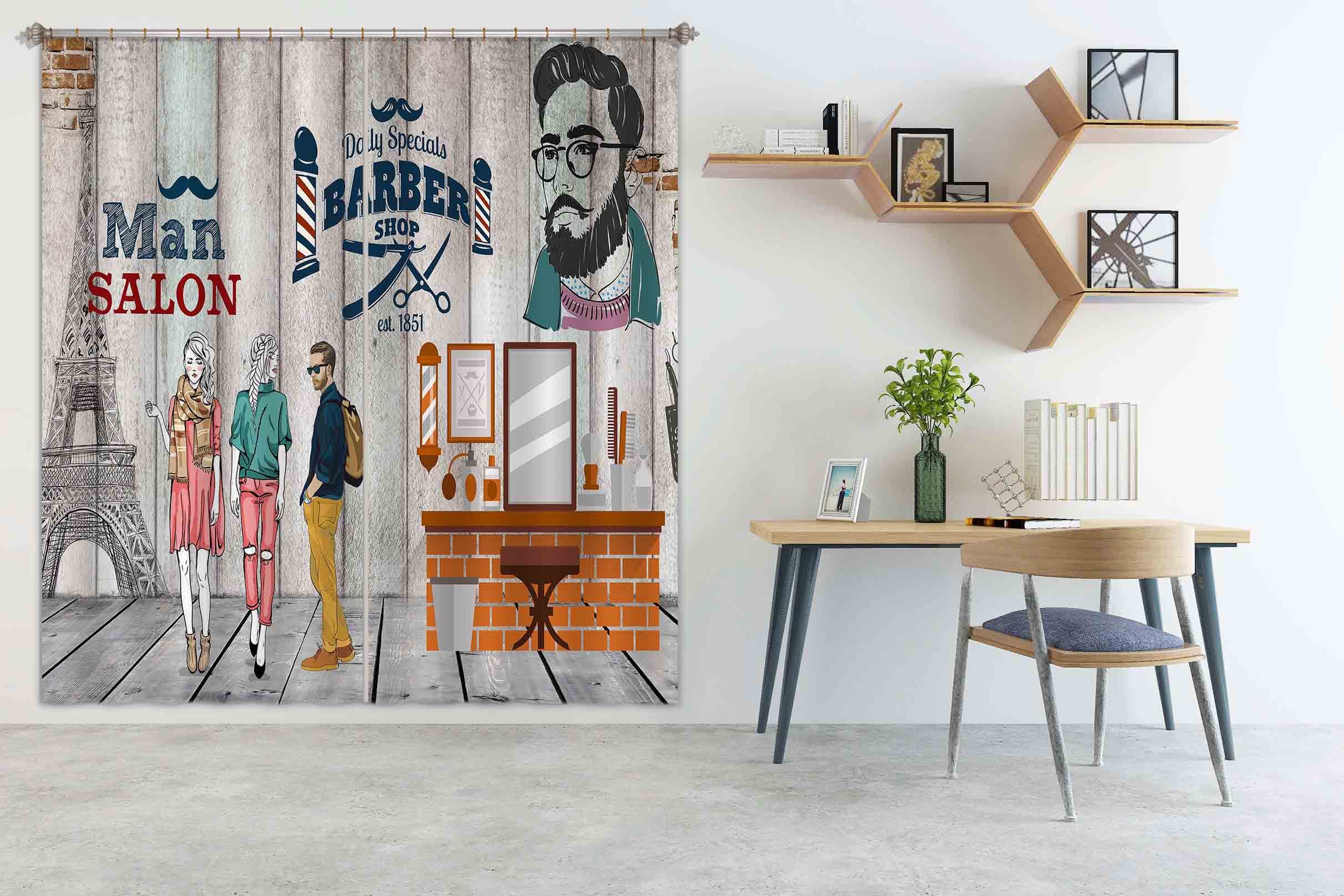 3D Barbershop 823 Curtains Drapes Wallpaper AJ Wallpaper
