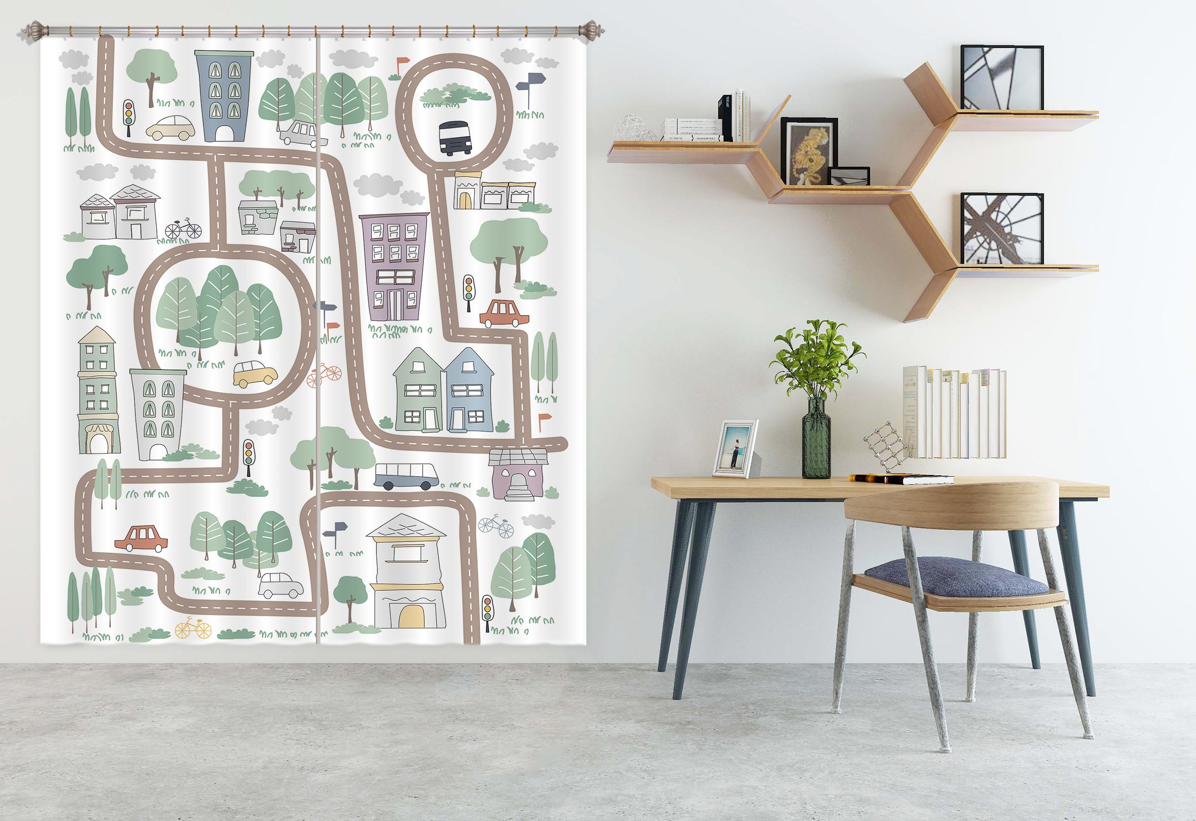 3D Lovely Street 042 Jillian Helvey Curtain Curtains Drapes