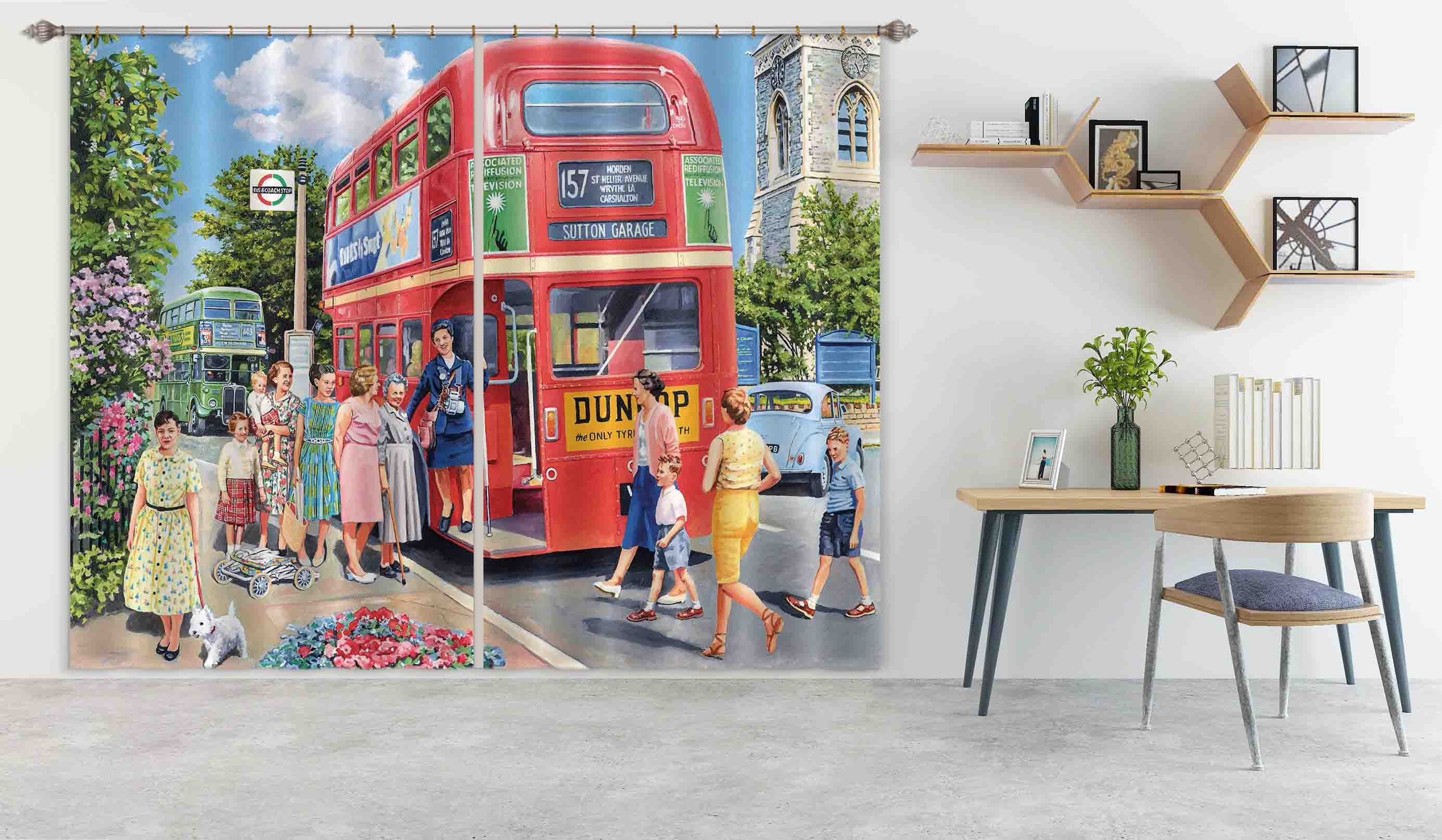 3D The Bus Conductress 098 Trevor Mitchell Curtain Curtains Drapes