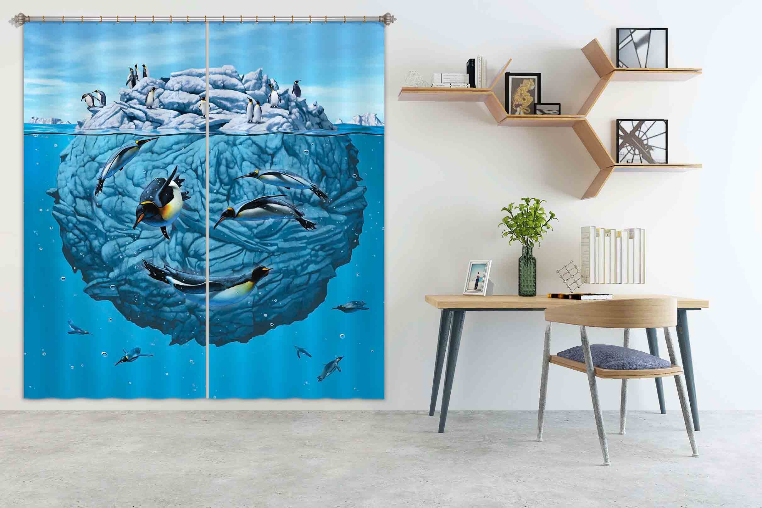 3D Penguin Wink Def 060 Vincent Hie Curtain Curtains Drapes