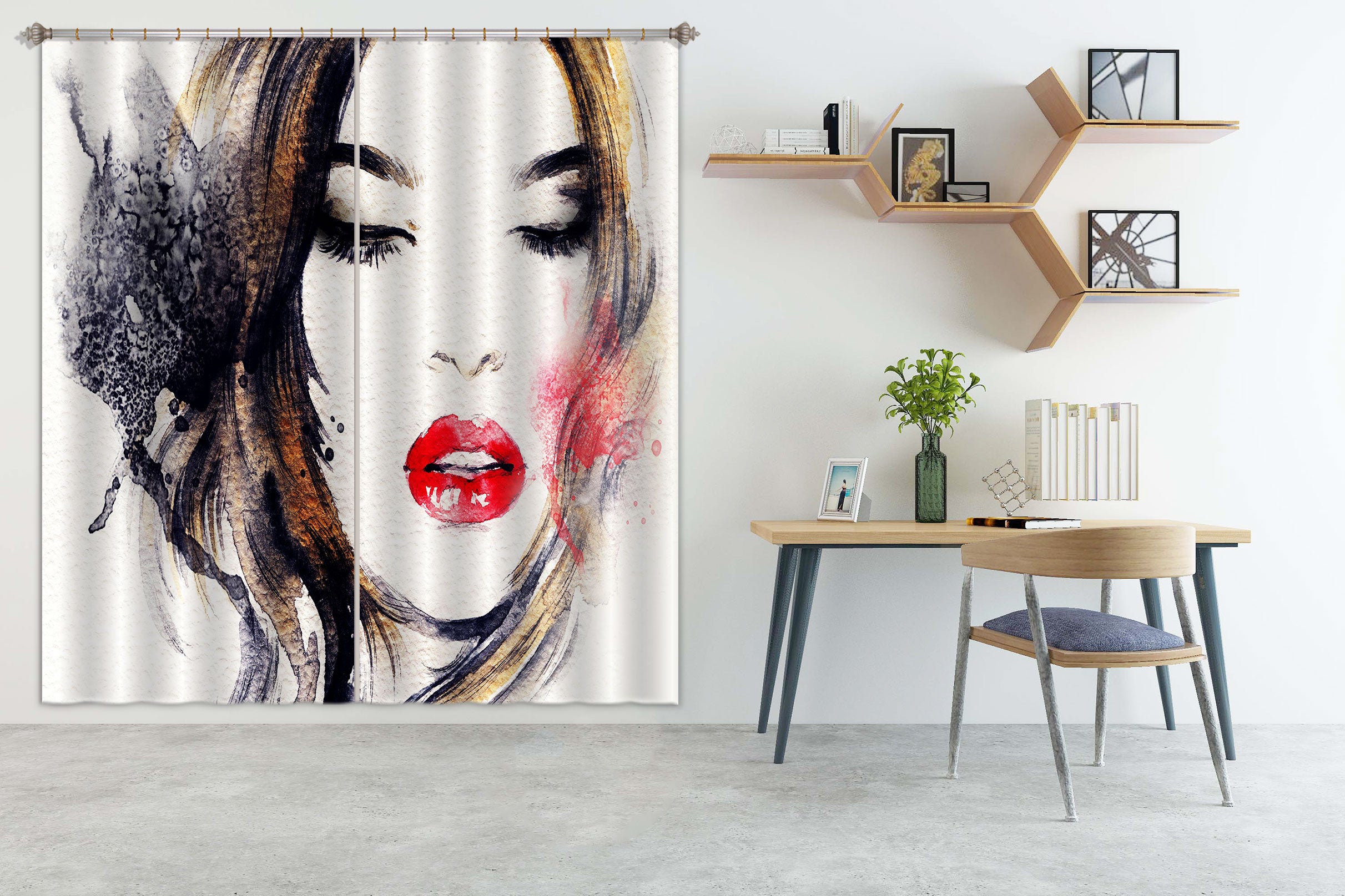 3D Red Lips Model 004 Curtains Drapes