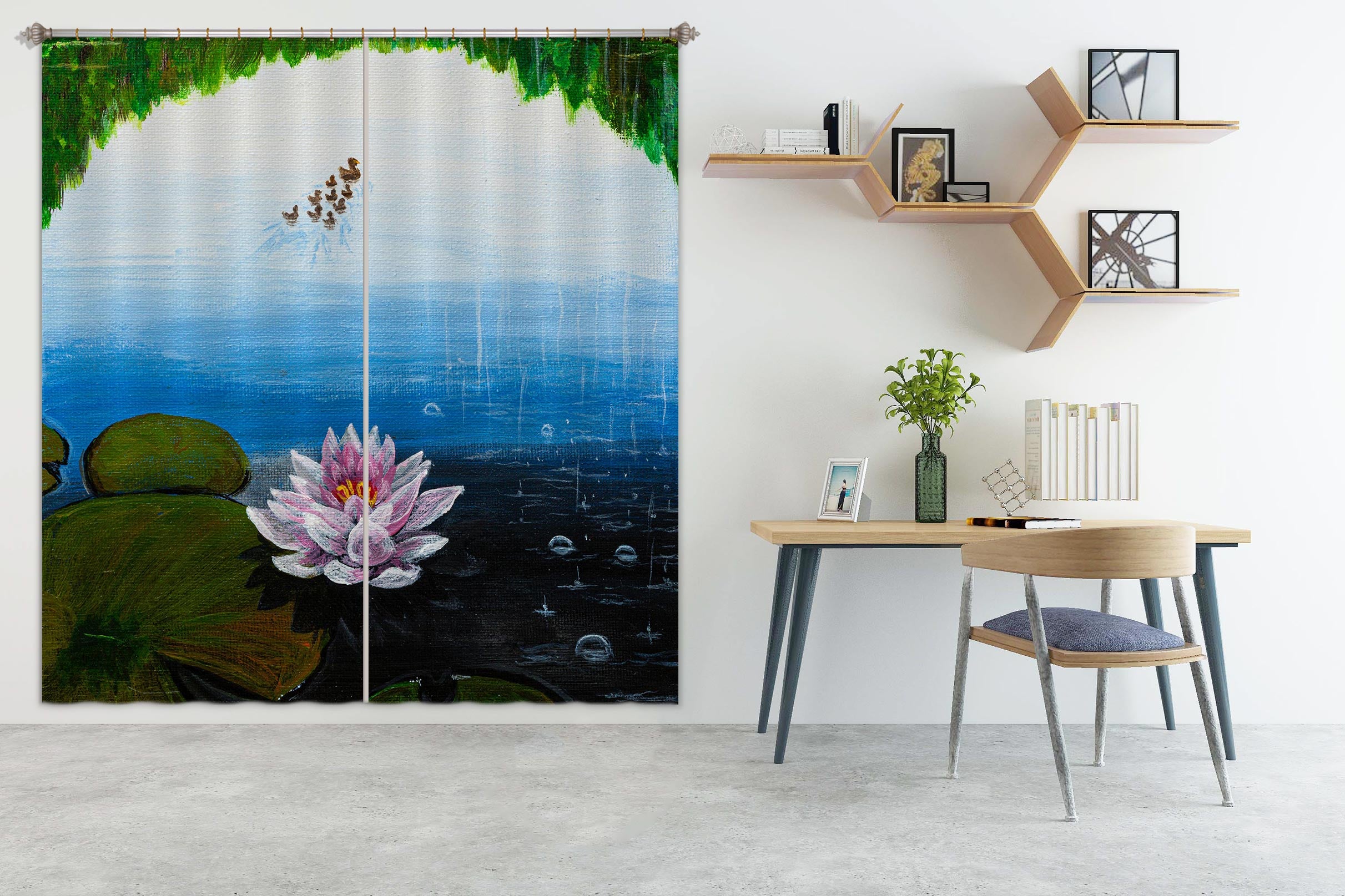 3D Lotus 1719 Marina Zotova Curtain Curtains Drapes