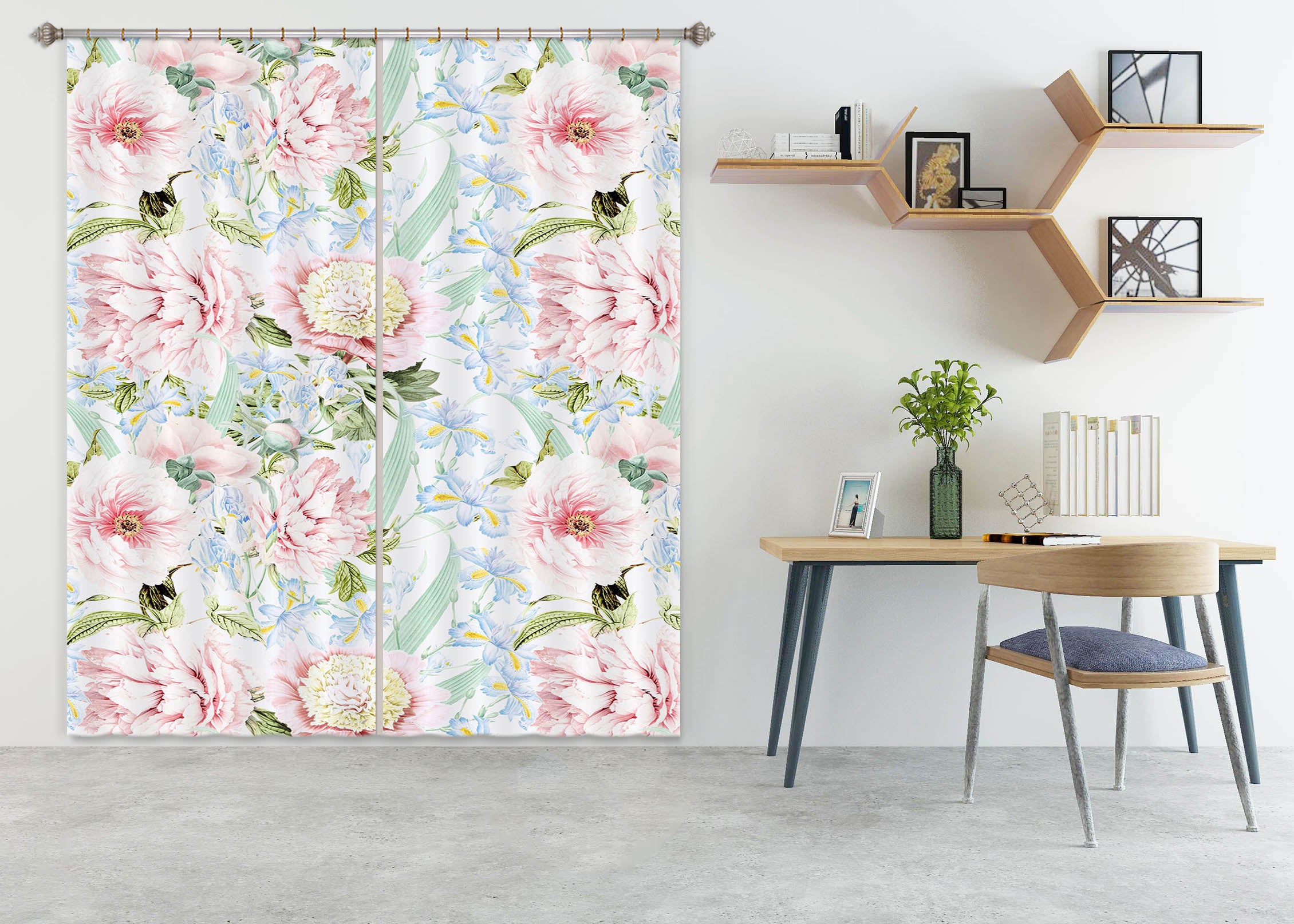 3D Pink Flowers 172 Uta Naumann Curtain Curtains Drapes