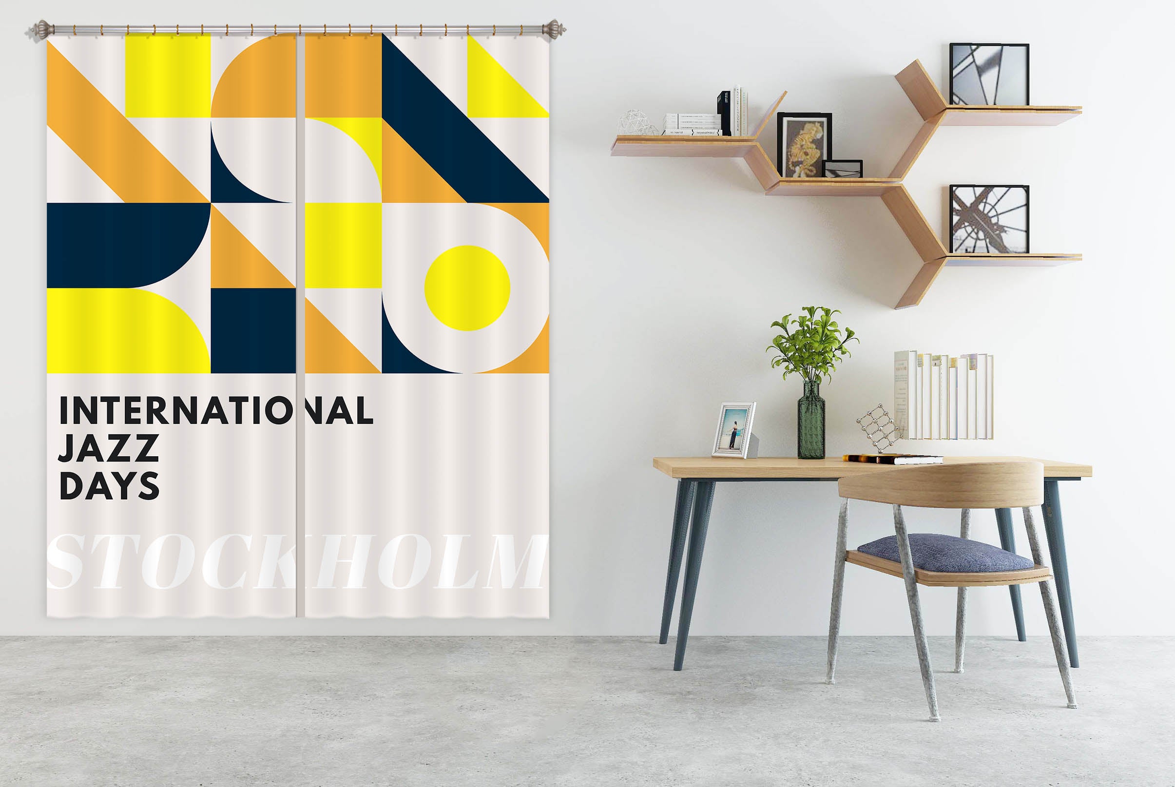 3D Yellow Pattern 1064 Boris Draschoff Curtain Curtains Drapes