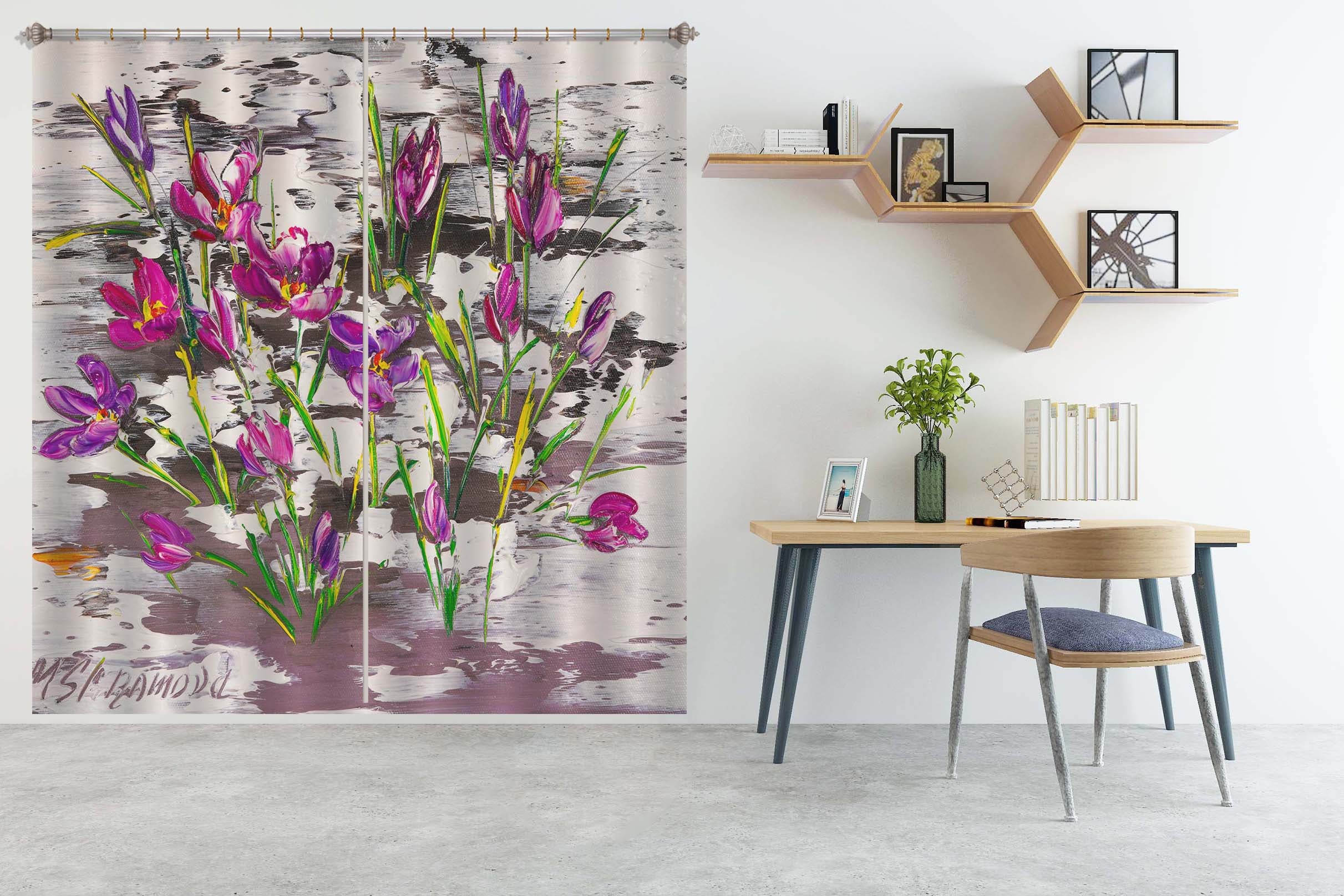 3D Purple Flower 2379 Skromova Marina Curtain Curtains Drapes