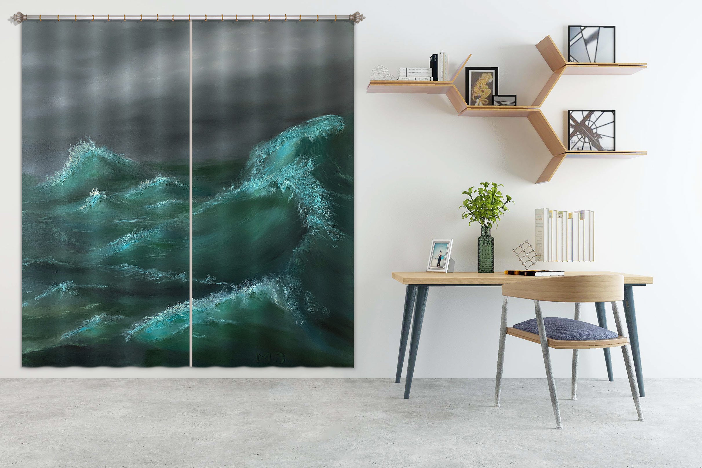 3D Sea Waves 9780 Marina Zotova Curtain Curtains Drapes