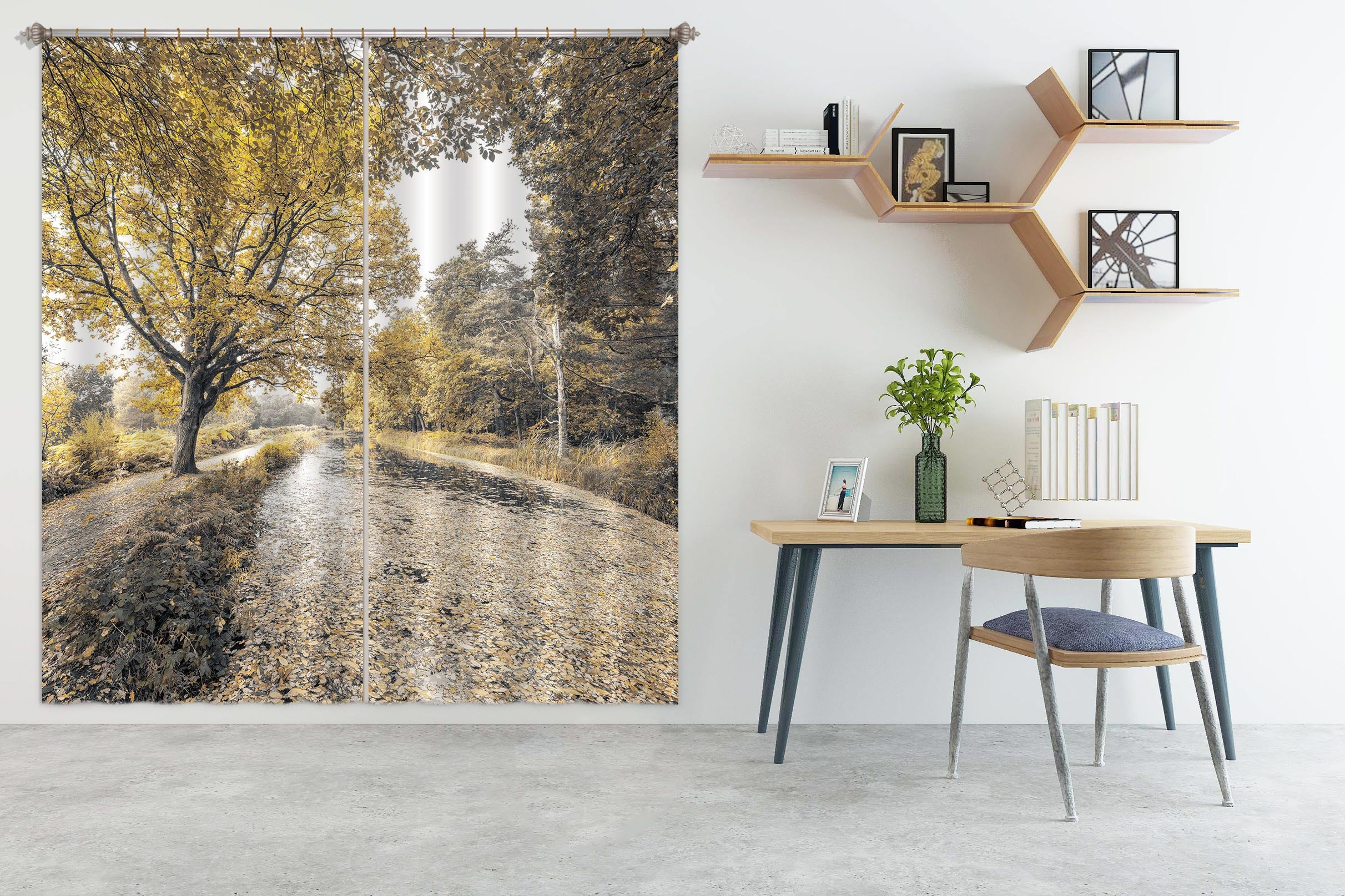 3D Yellow Tree 037 Assaf Frank Curtain Curtains Drapes