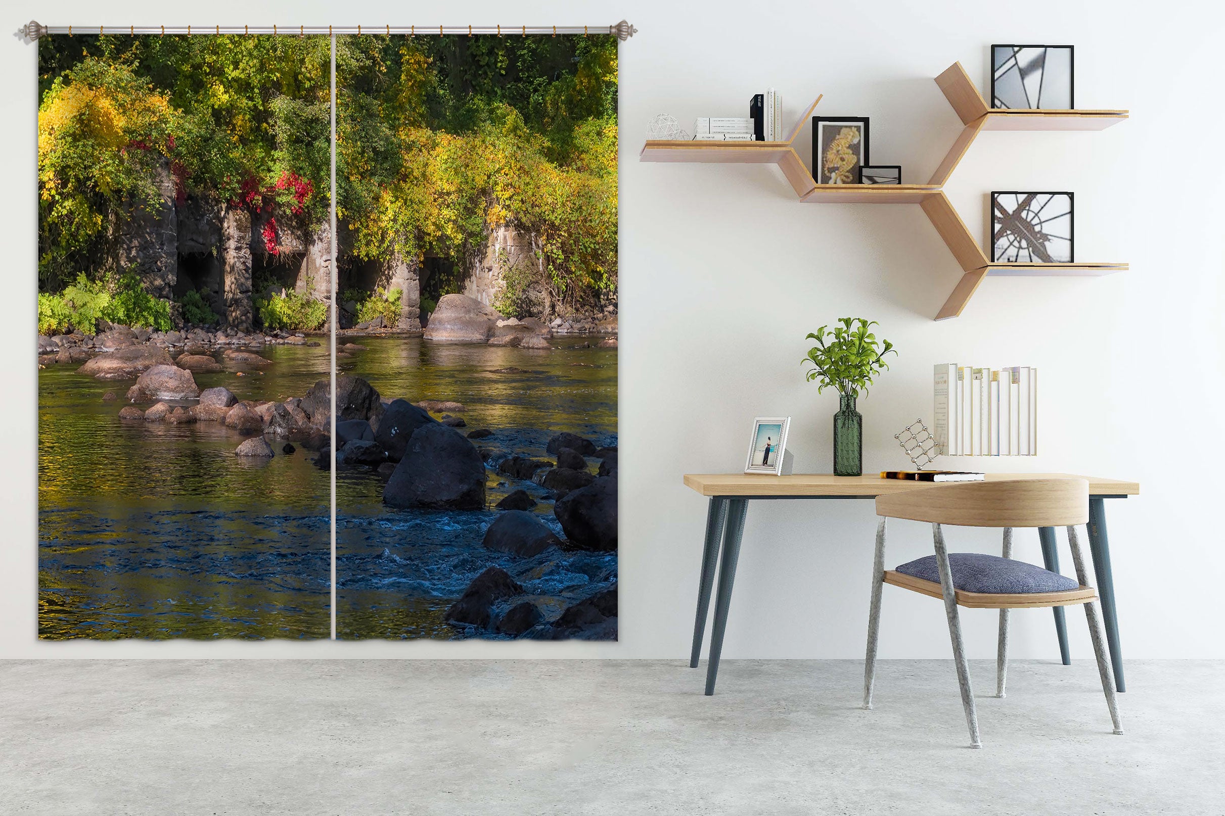 3D Stones River 018 Jerry LoFaro Curtain Curtains Drapes