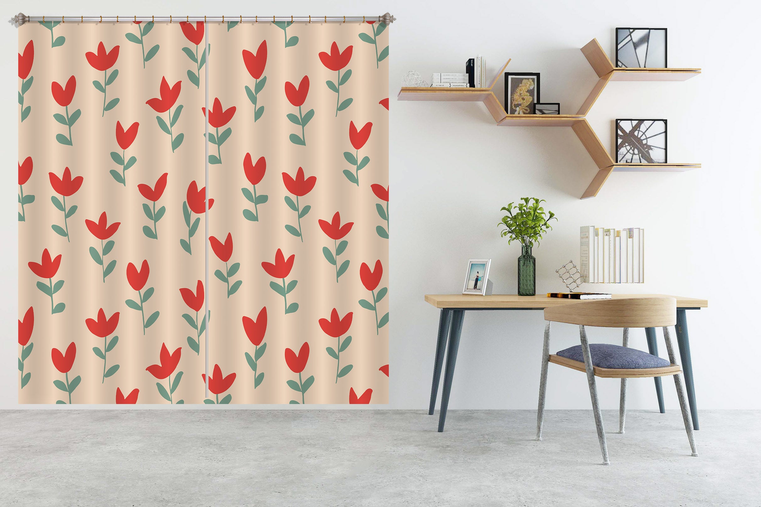 3D Red Flowers 111101 Kashmira Jayaprakash Curtain Curtains Drapes