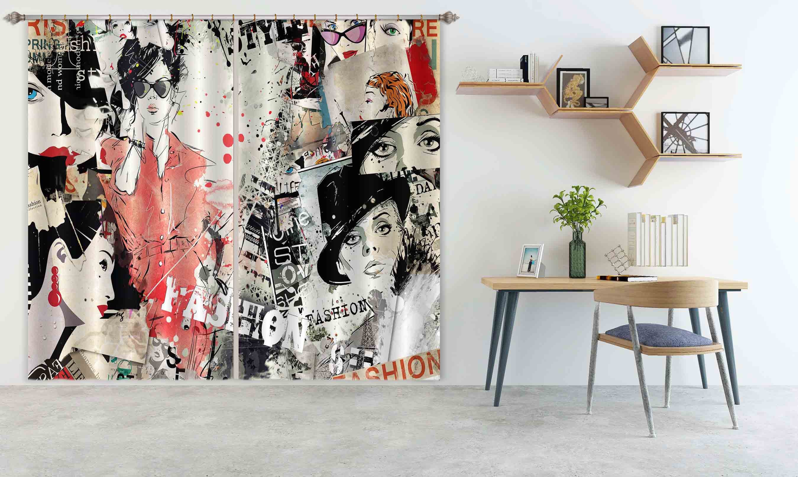 3D Red Clothes 787 Curtains Drapes