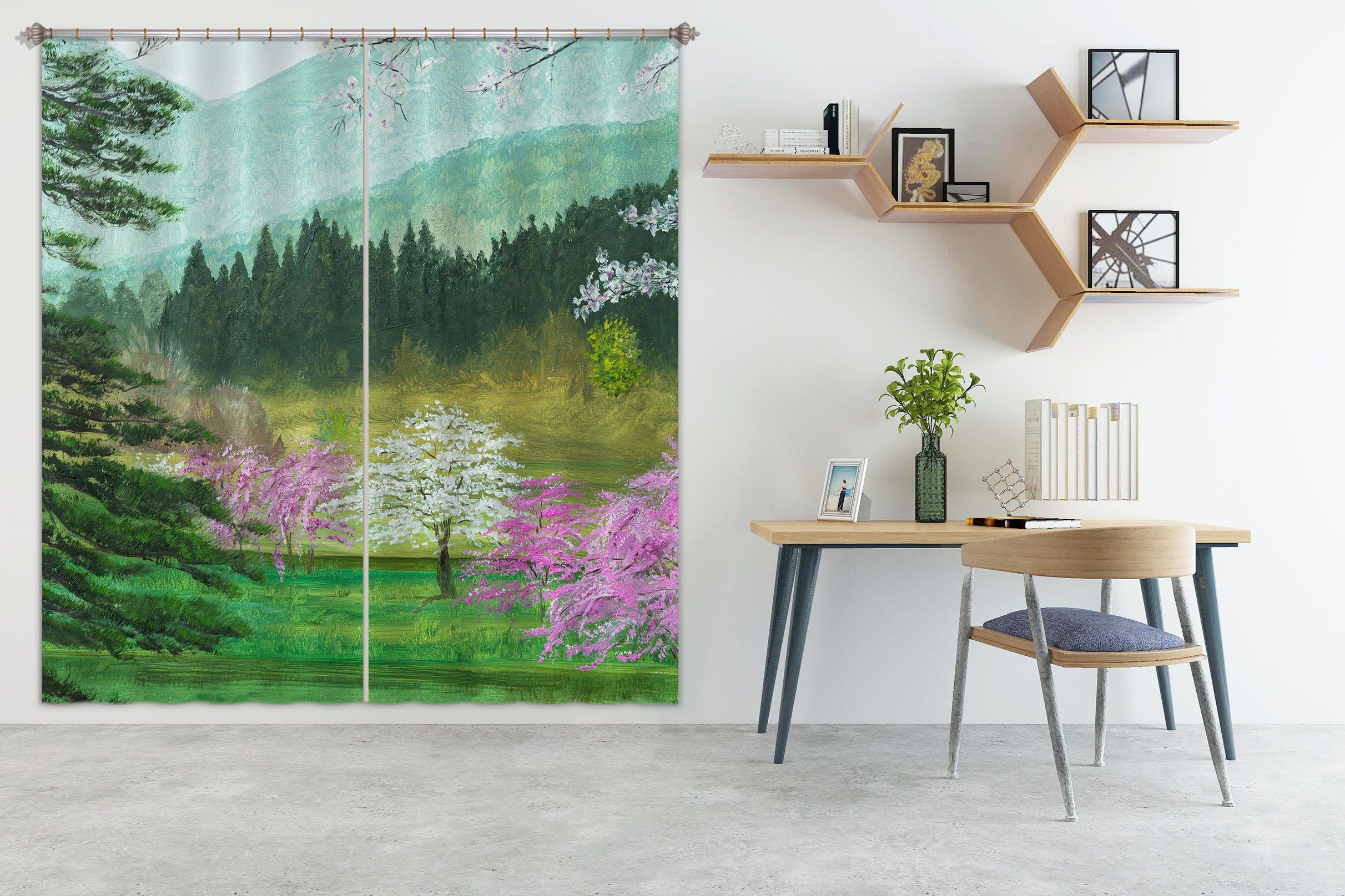 3D Woods Mountains 1723 Marina Zotova Curtain Curtains Drapes