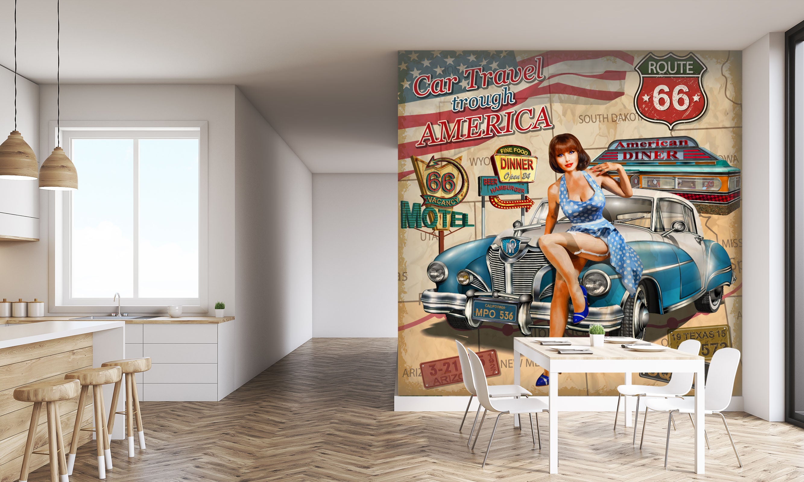 3D Blue Car Model 242 Vehicle Wall Murals