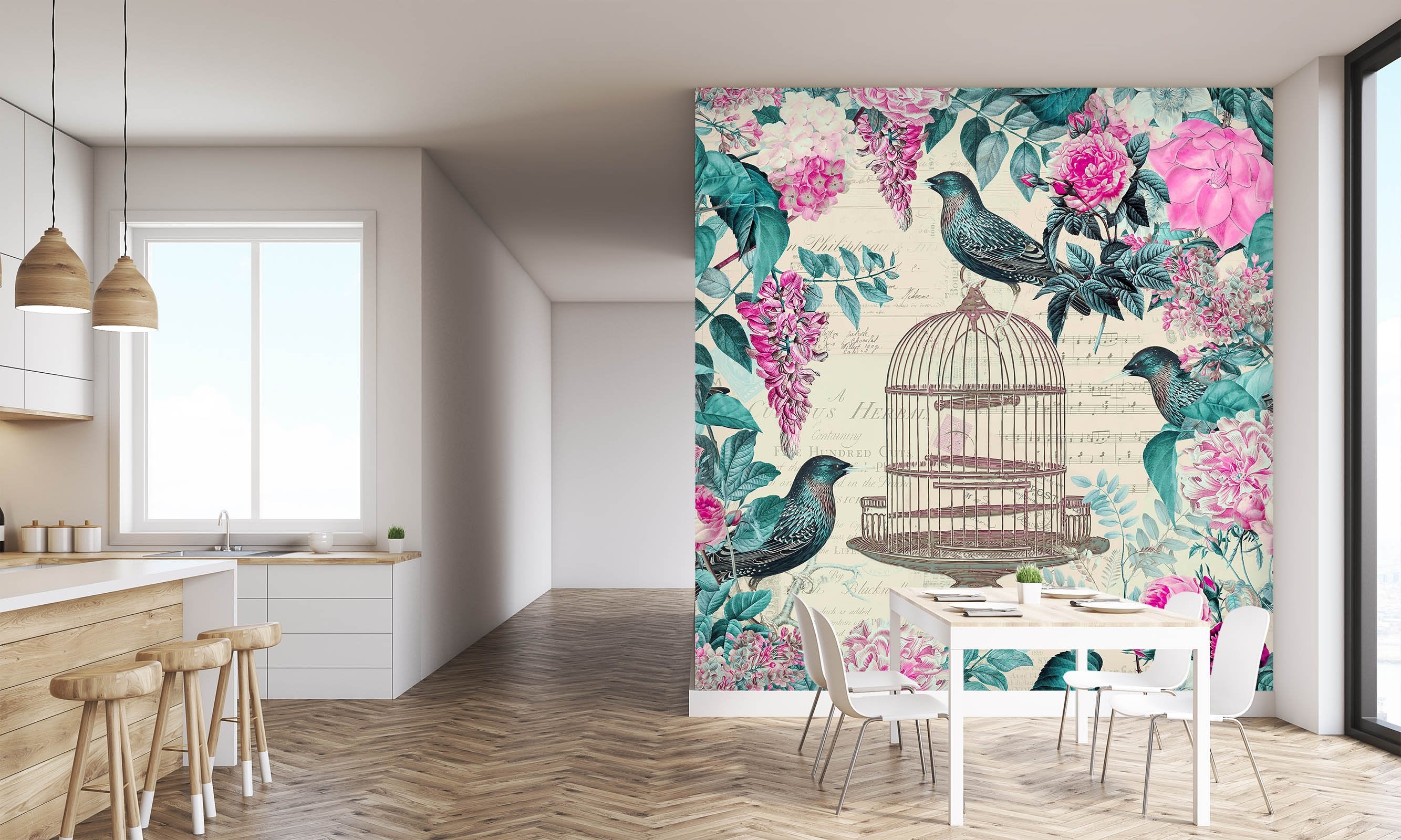 3D Birdcage And Flowers 1399 Andrea haase Wall Mural Wall Murals Wallpaper AJ Wallpaper