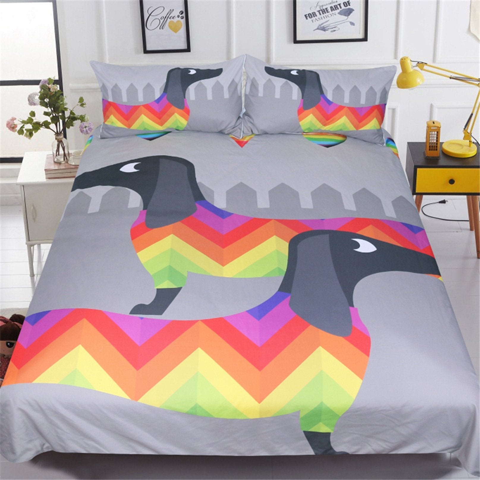3D Colorful Dog 87 Bed Pillowcases Quilt Wallpaper AJ Wallpaper