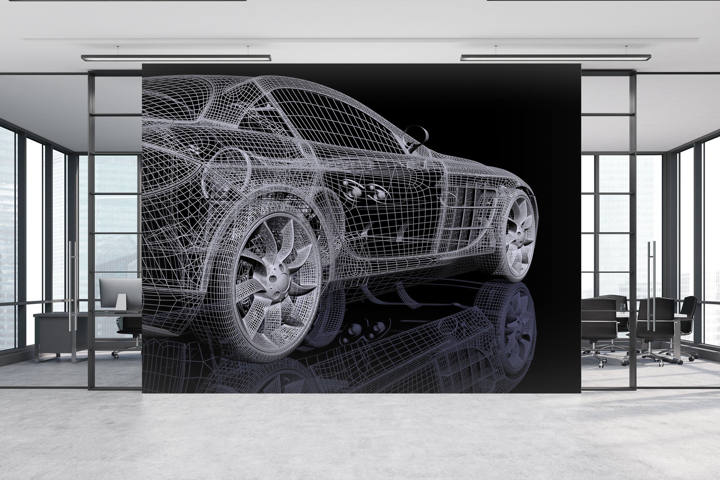 3D Outline Car Pattern 228 Vehicle Wall Murals