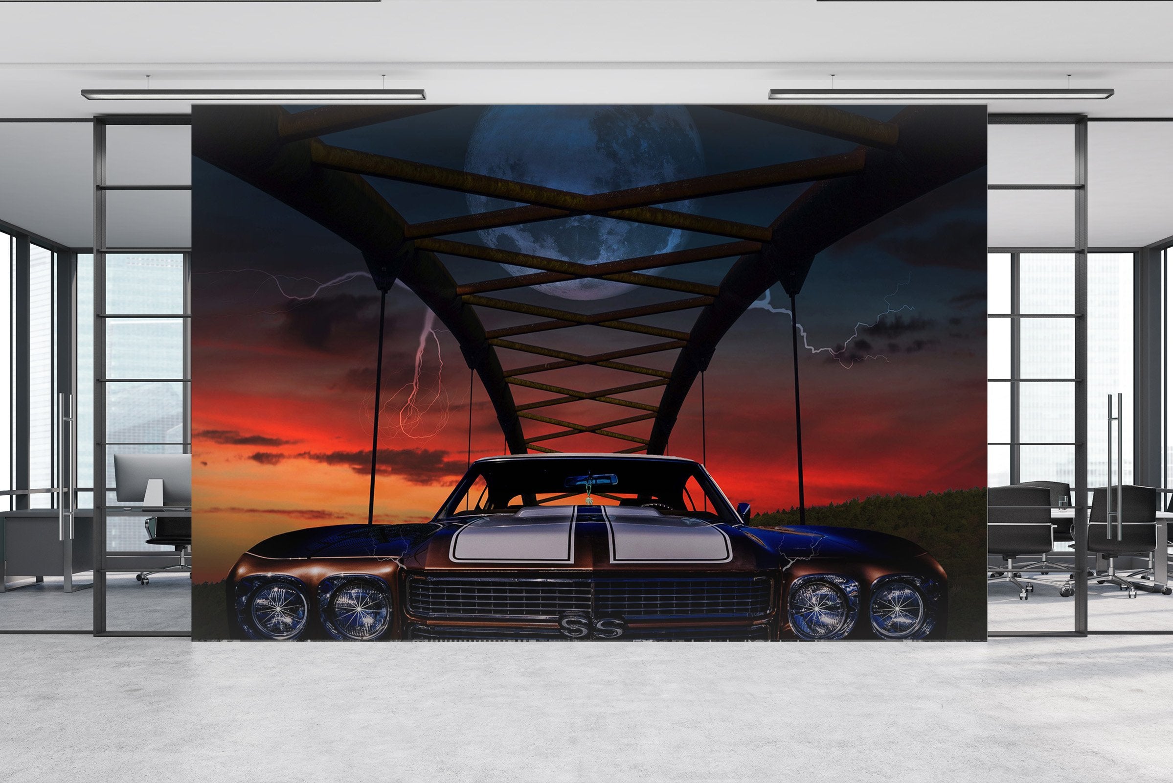 3D Bridge Car 948 Vehicle Wall Murals Wallpaper AJ Wallpaper 2