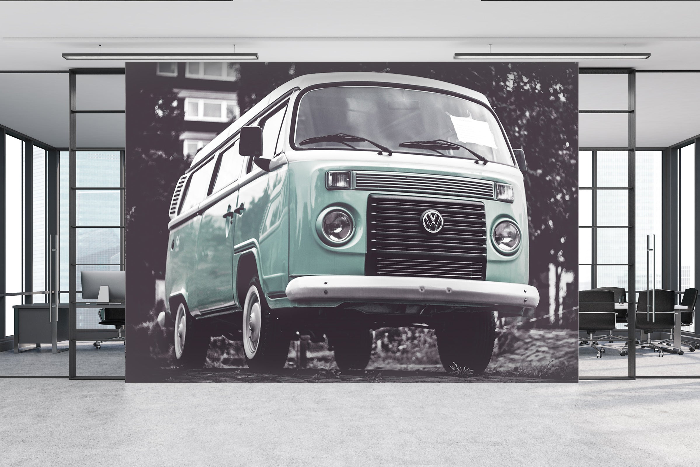 3D Green Van 203 Vehicle Wall Murals