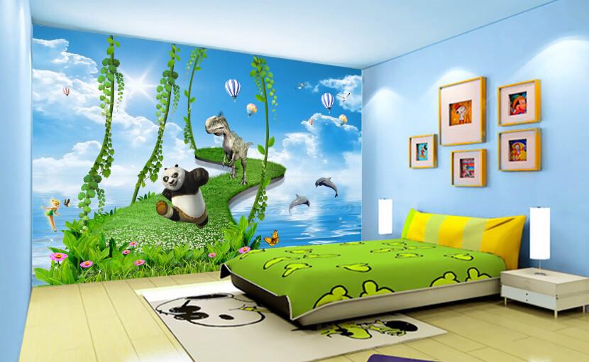 3D Panda Dinosaur Doplhin Blue Sky Wallpaper AJ Wallpaper 1
