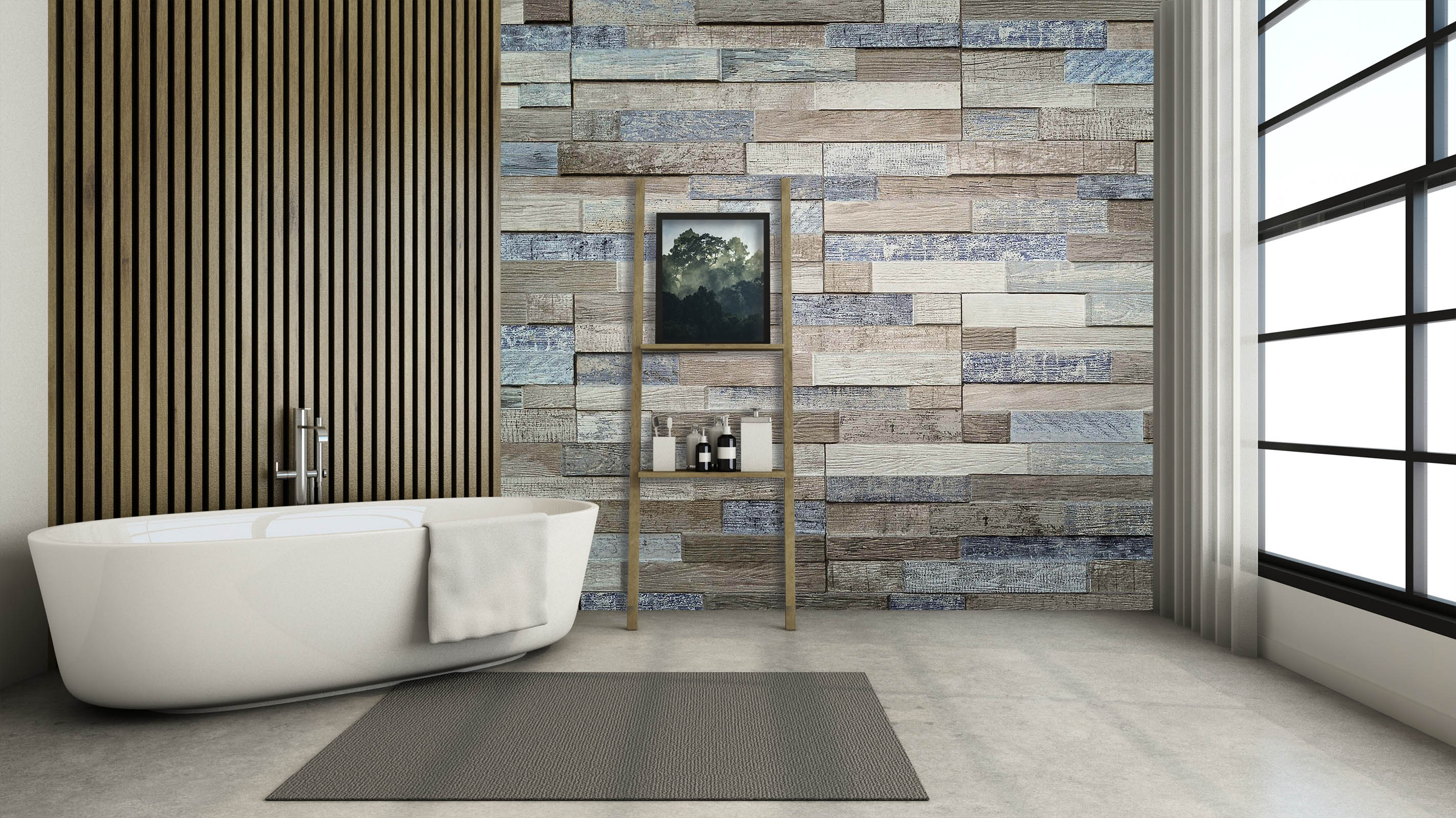 3D Horizontal Wooden Wall 120 Wall Murals