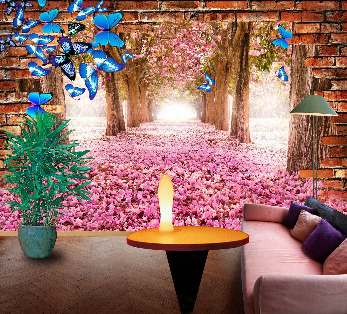 3D Purple Flower Petal On Floor 232 Wallpaper AJ Wallpaper