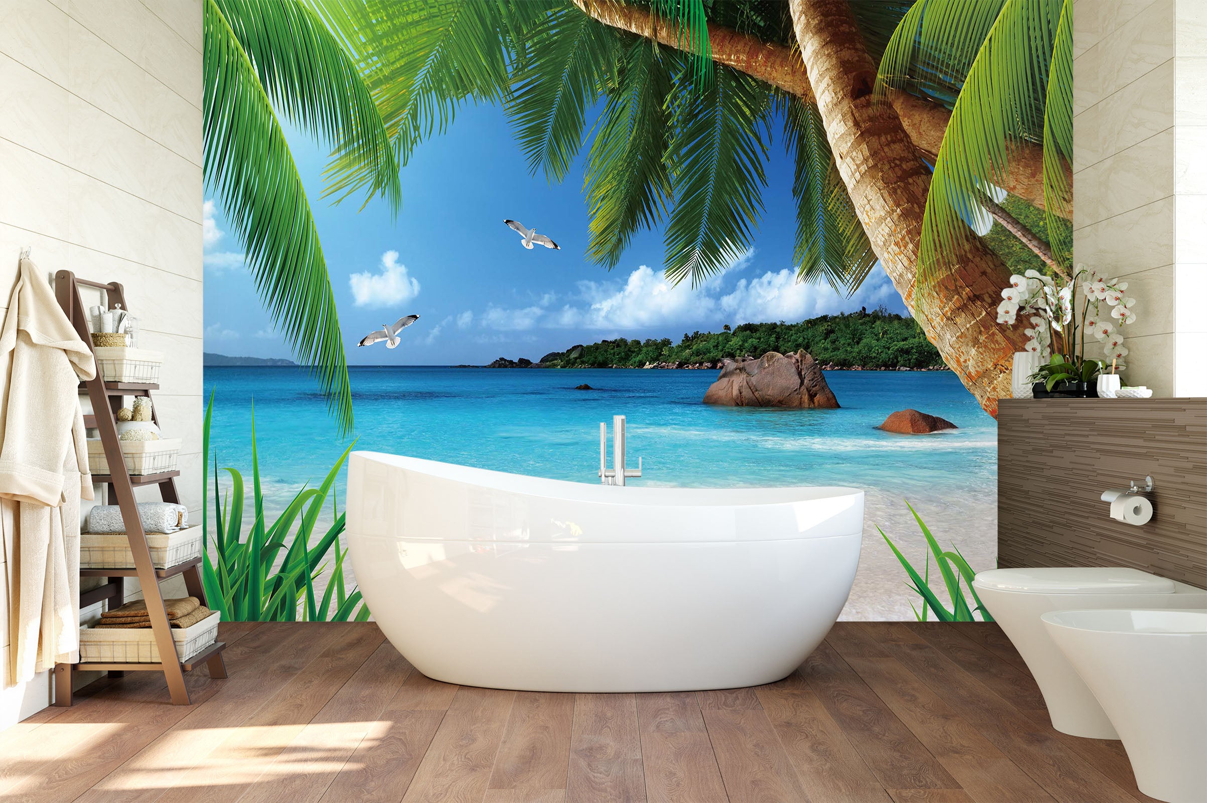 3D Sea Beach 1627 Wall Murals