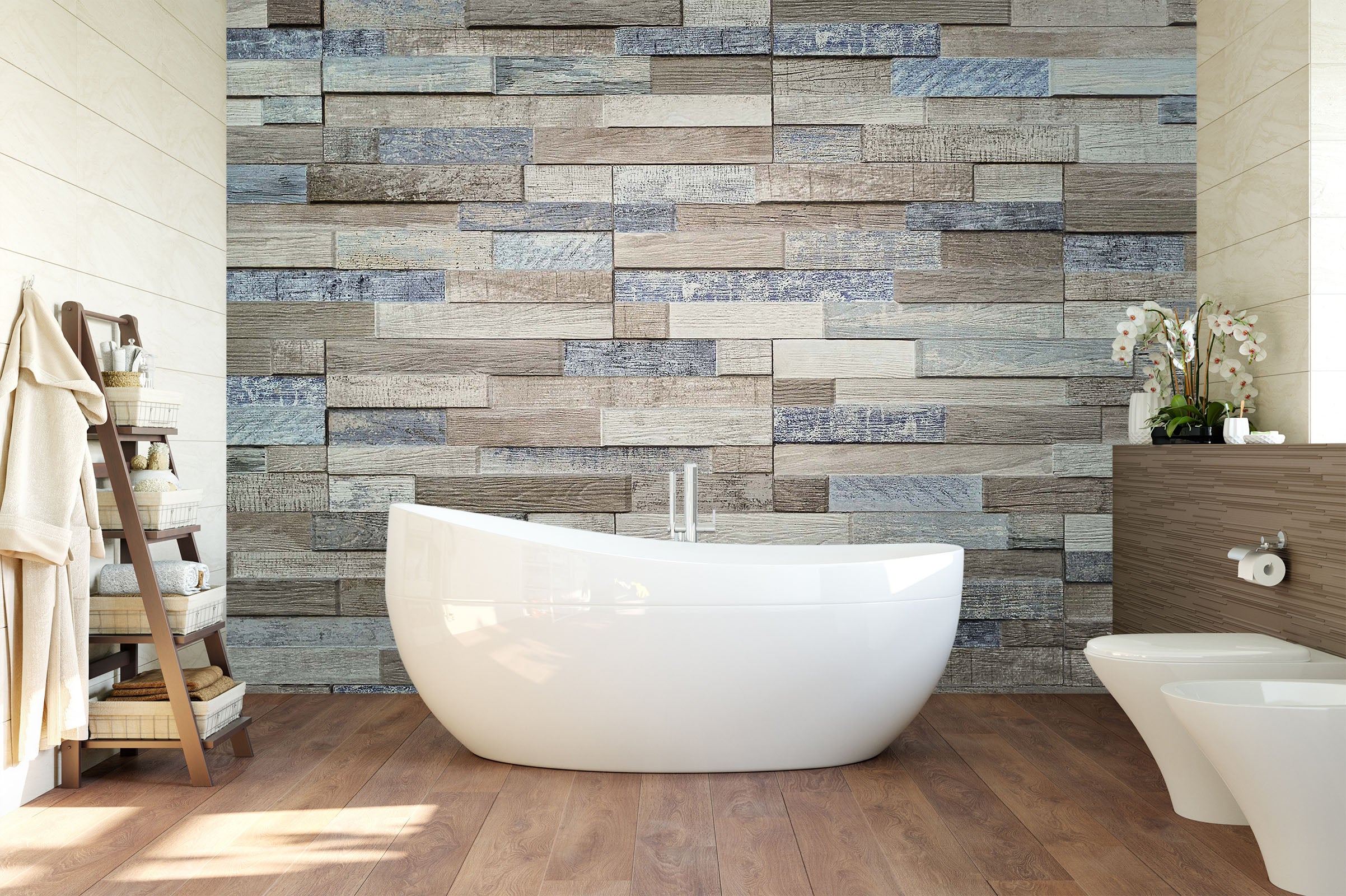 3D Horizontal Wooden Wall 120 Wall Murals